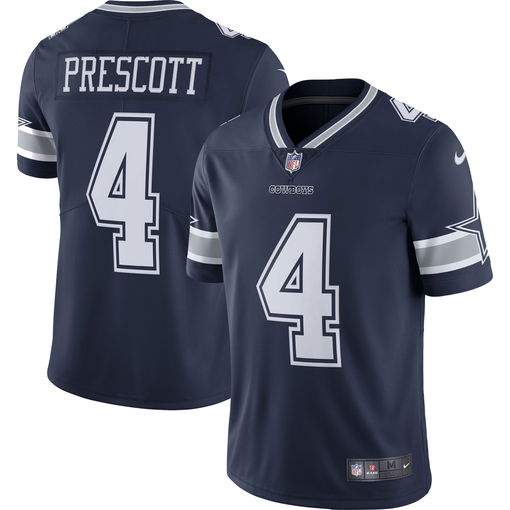 Men's Dallas Cowboys Dak Prescott Navy Vapor Limited Player Jersey JS2609 Saliibo