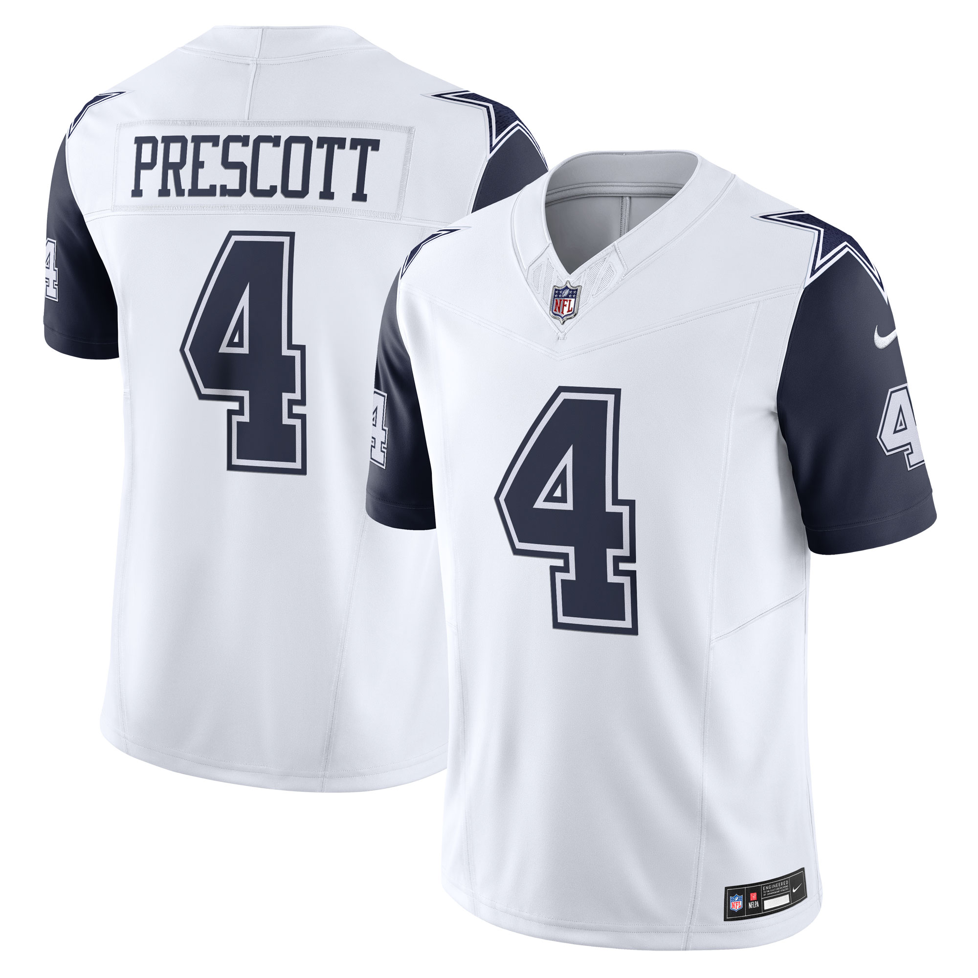 Men's Dallas Cowboys Dak Prescott White Vapor F.U.S.E. Limited Jersey JS6634 Saliibo