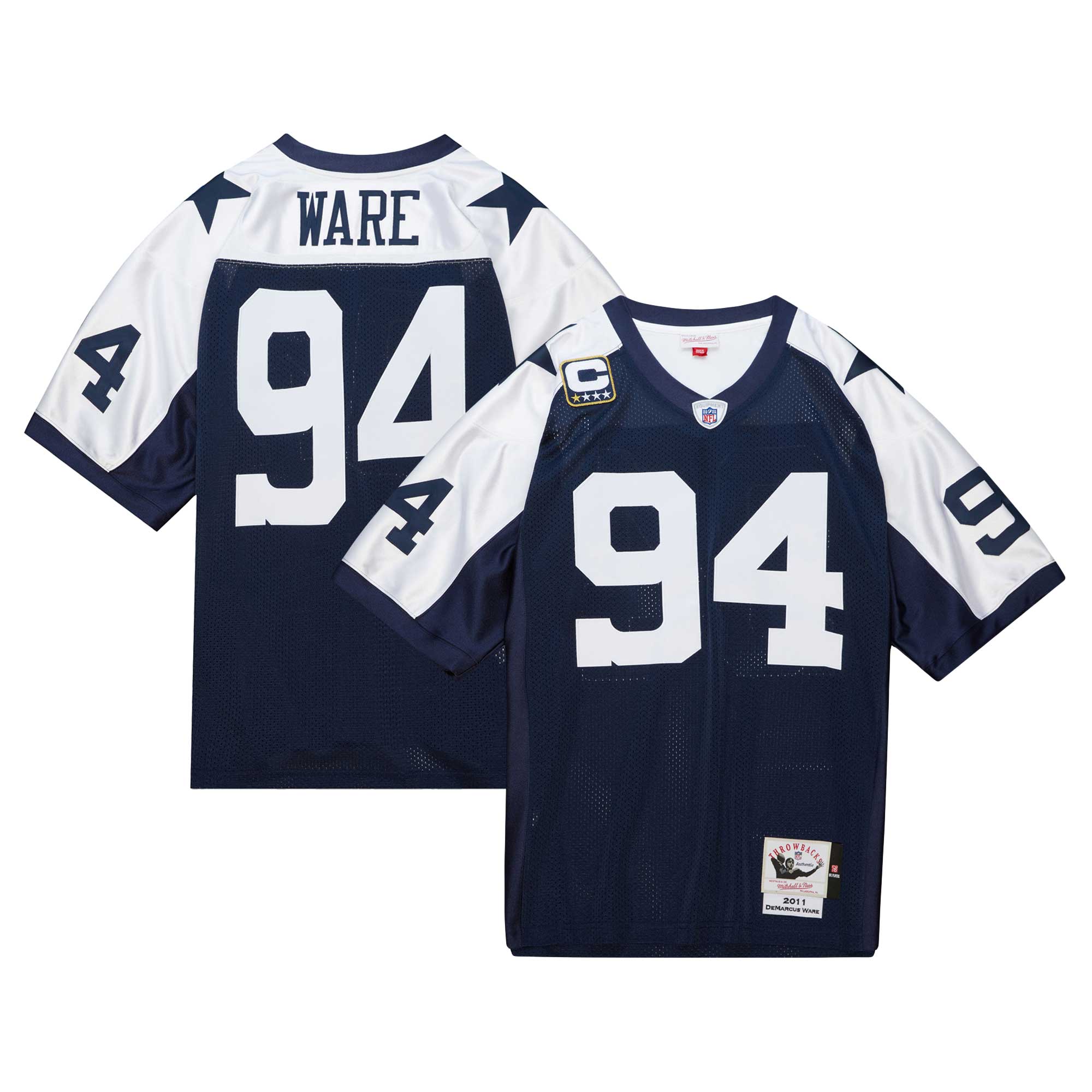 Men's Dallas Cowboys DeMarcus Ware Mitchell & Ness Navy 2011 Throwback Retired Player Jersey JS1515 Saliibo