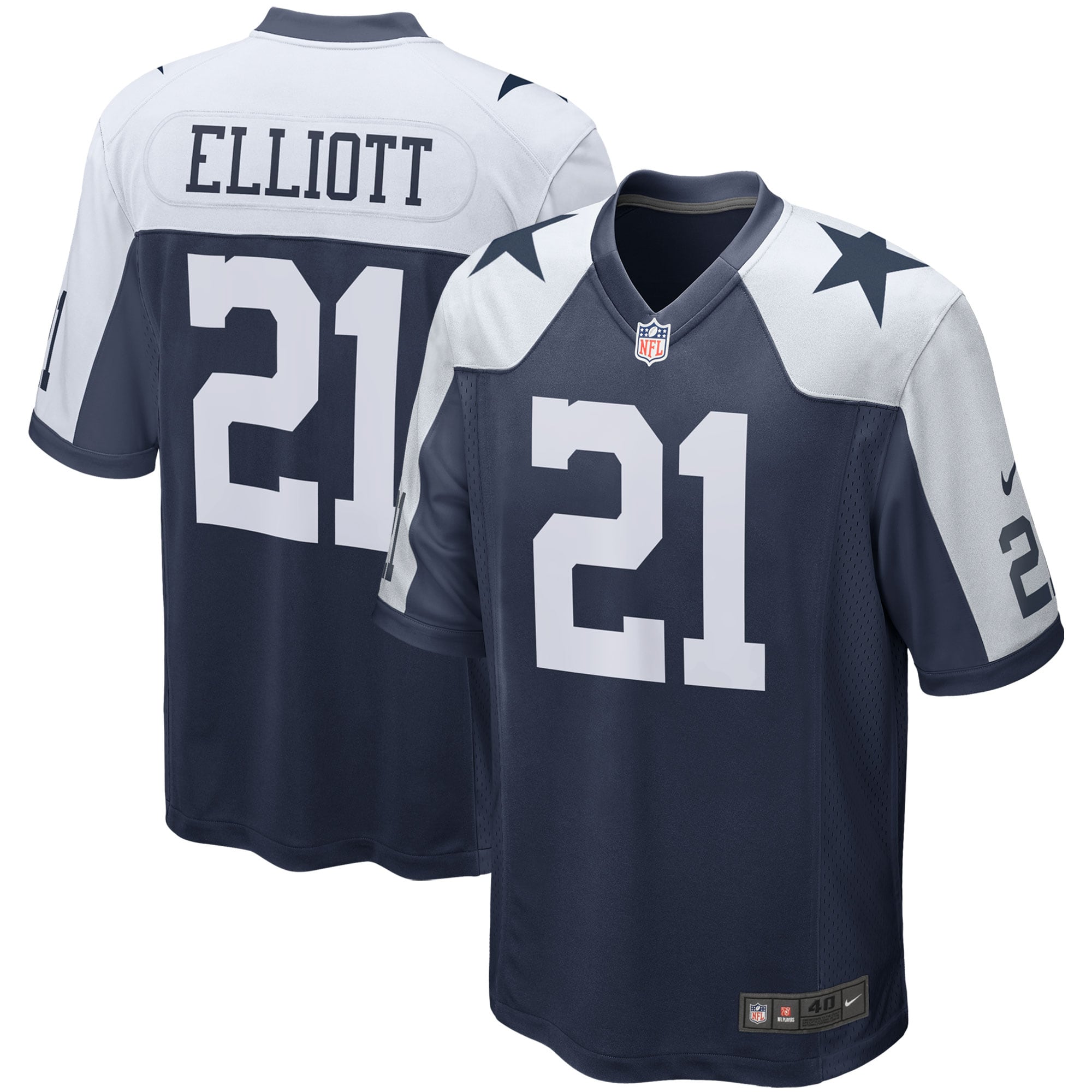 Men's Dallas Cowboys Ezekiel Elliott Navy Alternate Game Team Jersey JS1529 Saliibo