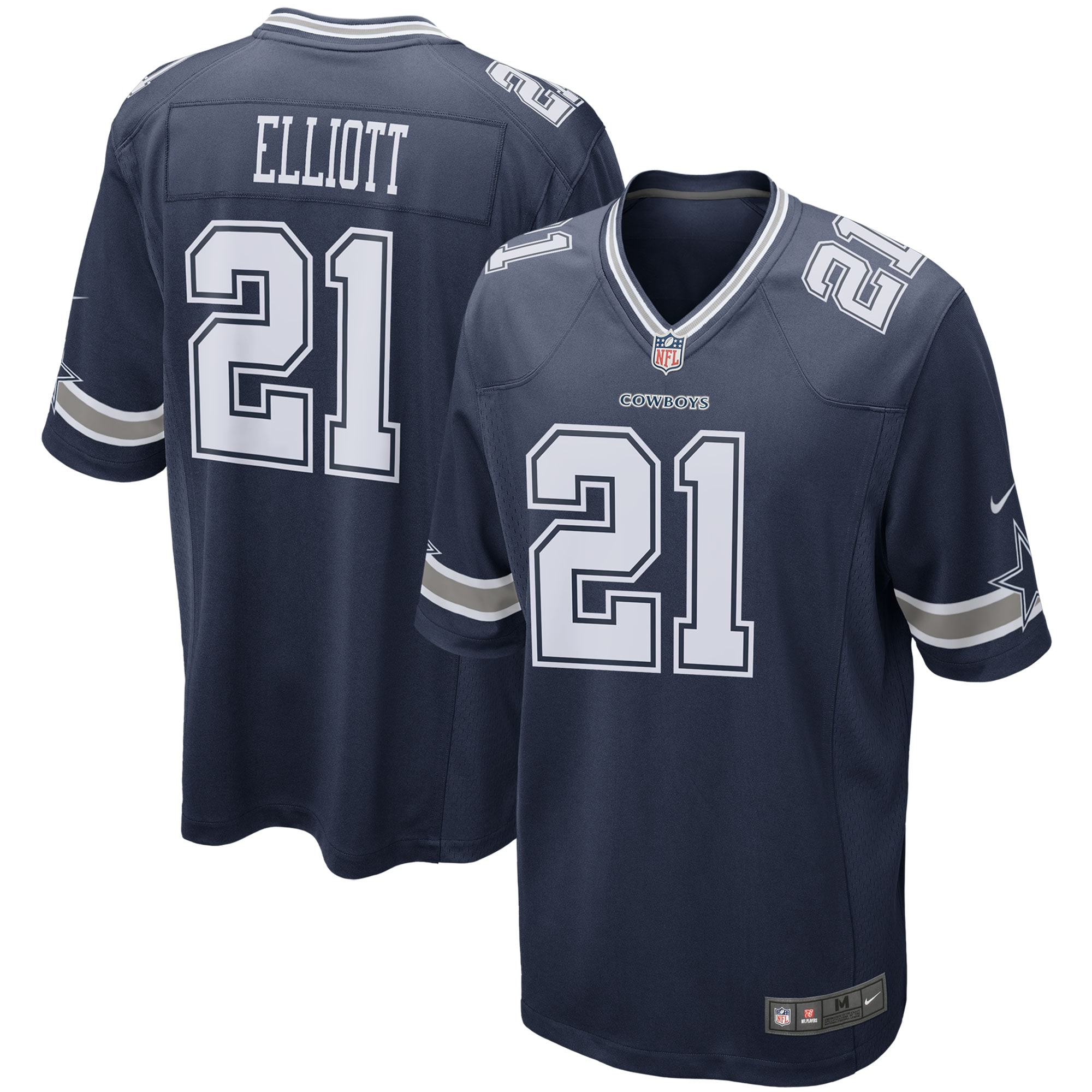 Men's Dallas Cowboys Ezekiel Elliott Navy Game Team Jersey JS3677 Saliibo