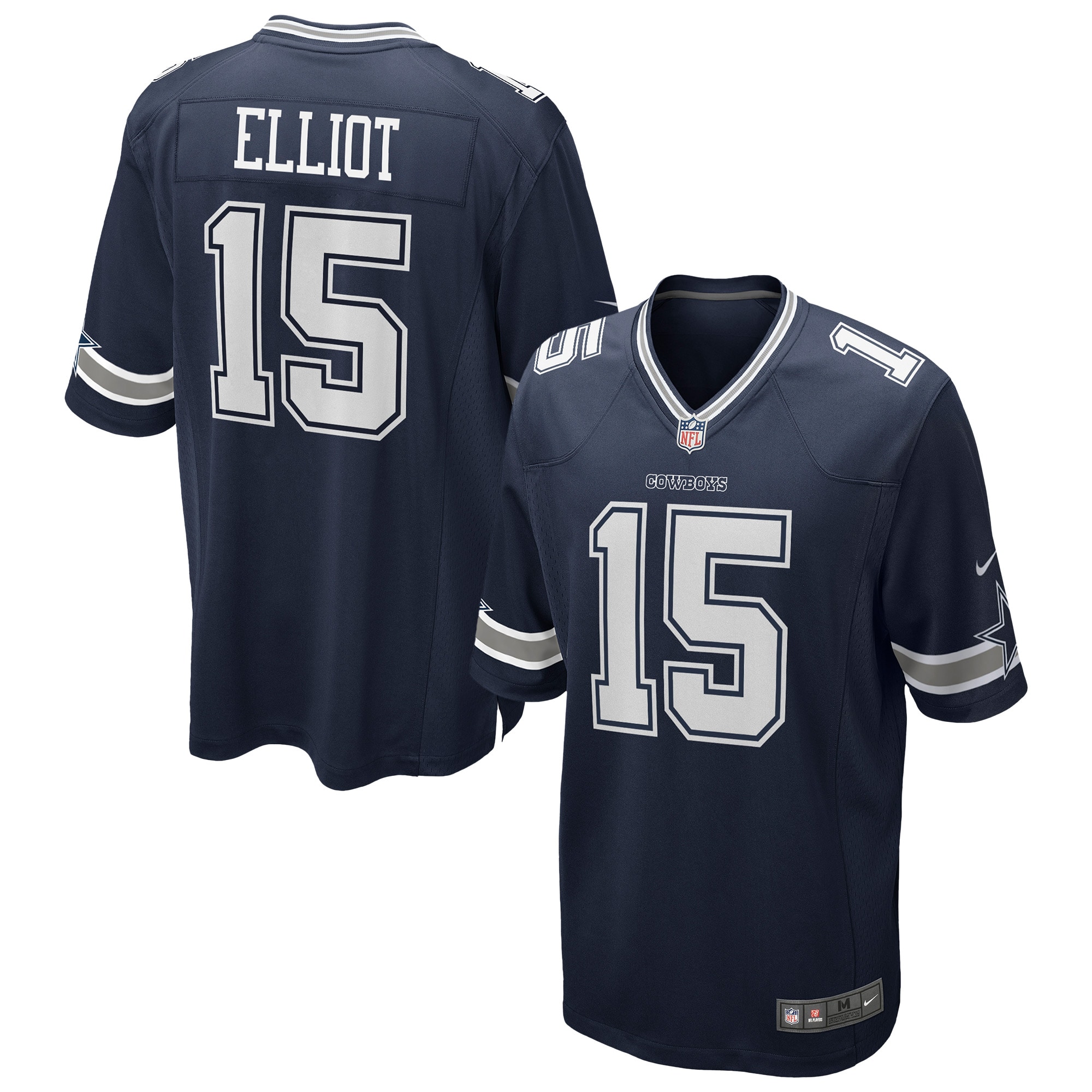 Men's Dallas Cowboys Ezekiel Elliott Navy Team Game Jersey JS2849 Saliibo