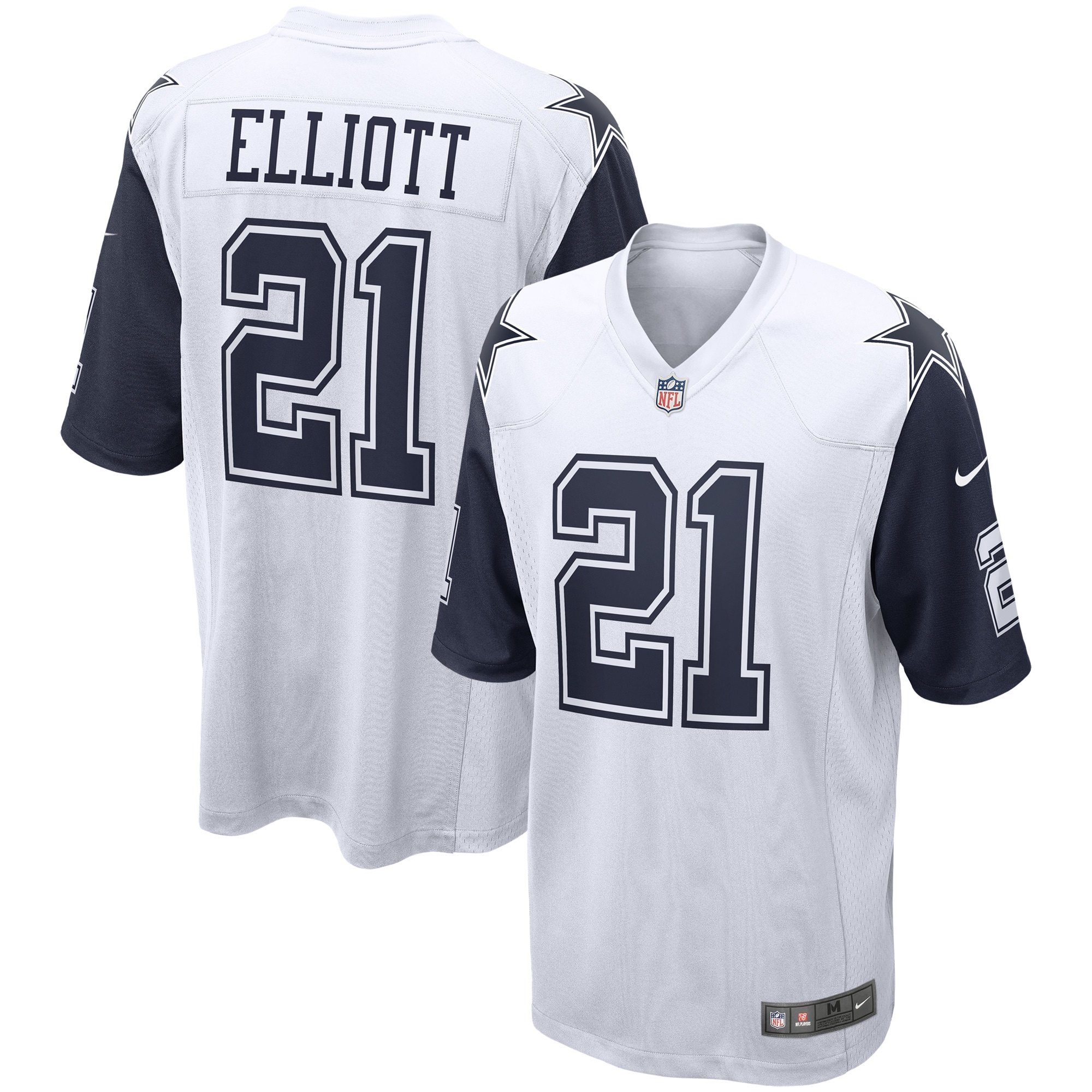 Men's Dallas Cowboys Ezekiel Elliott White Alternate Game Jersey JS6622 Saliibo