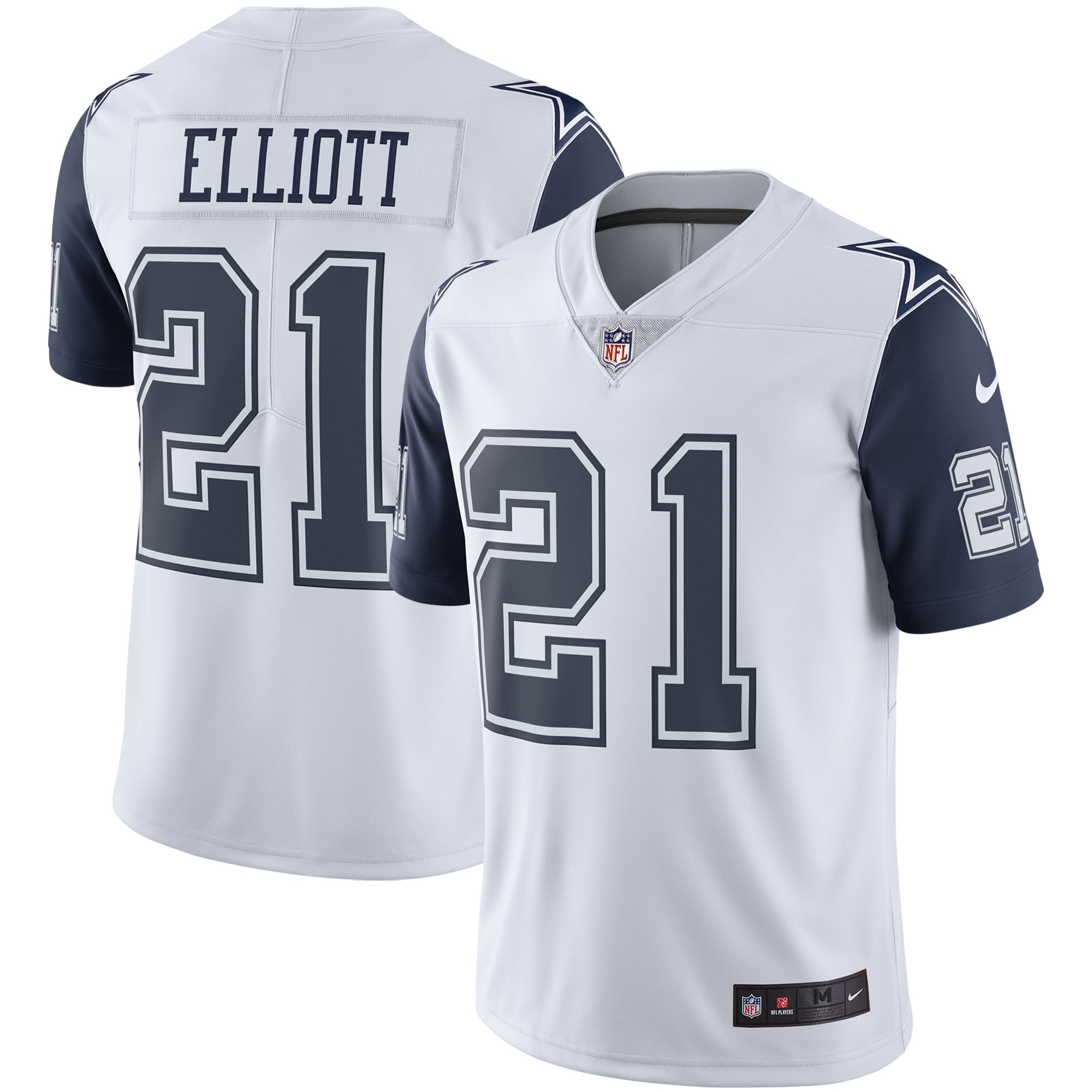 Men's Dallas Cowboys Ezekiel Elliott White Color Rush Vapor Limited Jersey JS8405 Saliibo