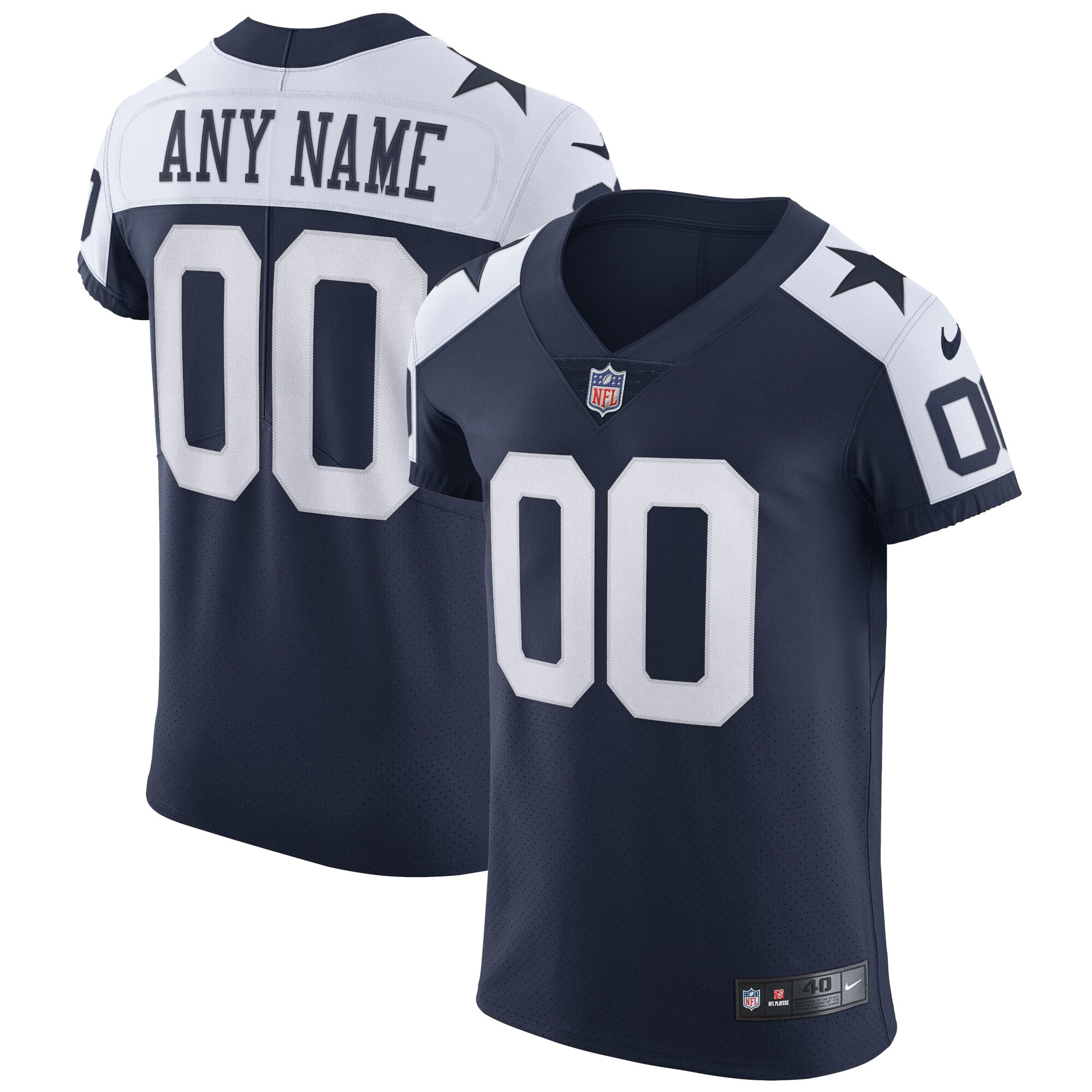 Men's Dallas Cowboys Navy Alternate Vapor Elite Custom Jersey JS8006 Saliibo