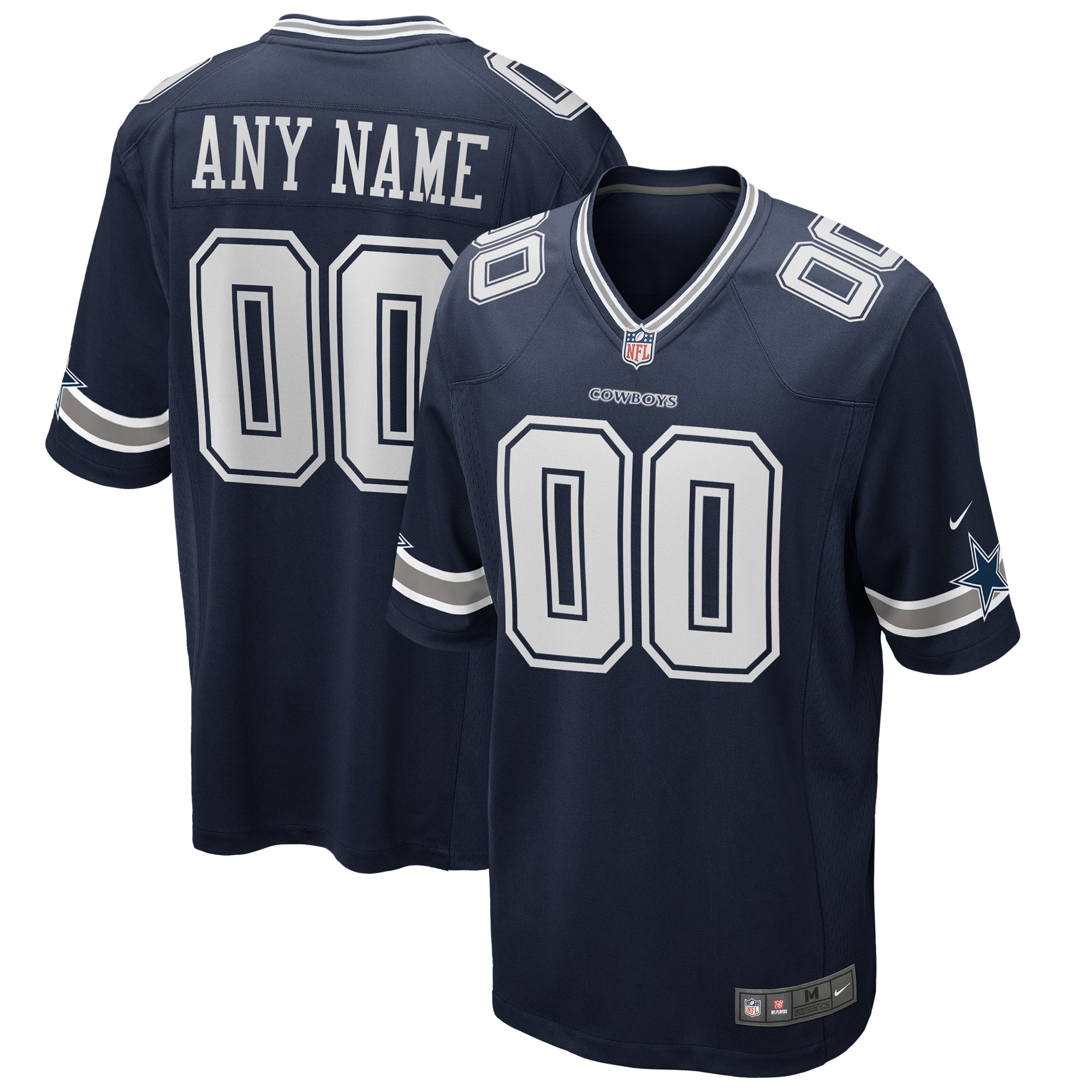 Men's Dallas Cowboys Navy Custom Game Jersey JS7680 Saliibo