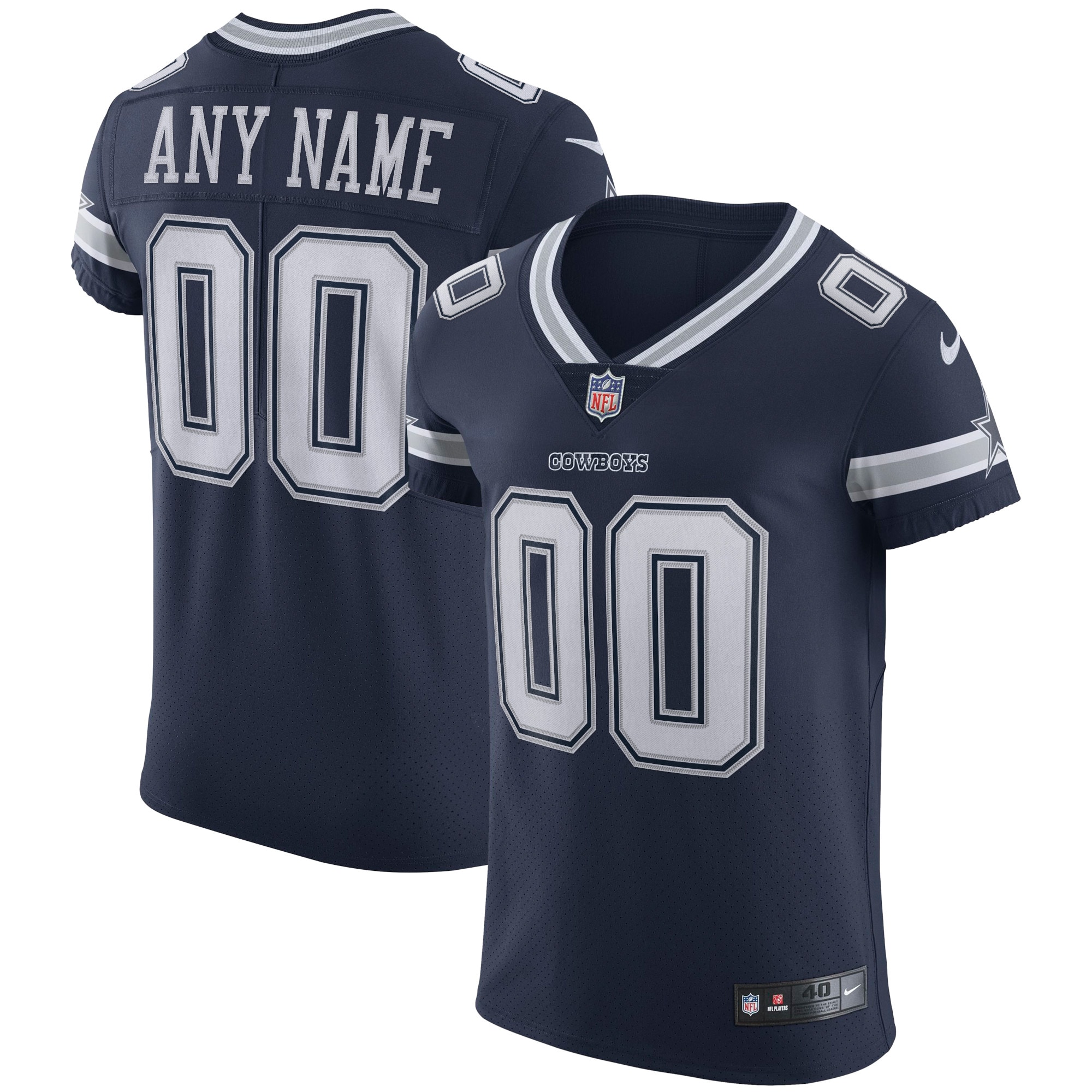 Men's Dallas Cowboys Navy Vapor Elite Custom Jersey JS1891 Saliibo