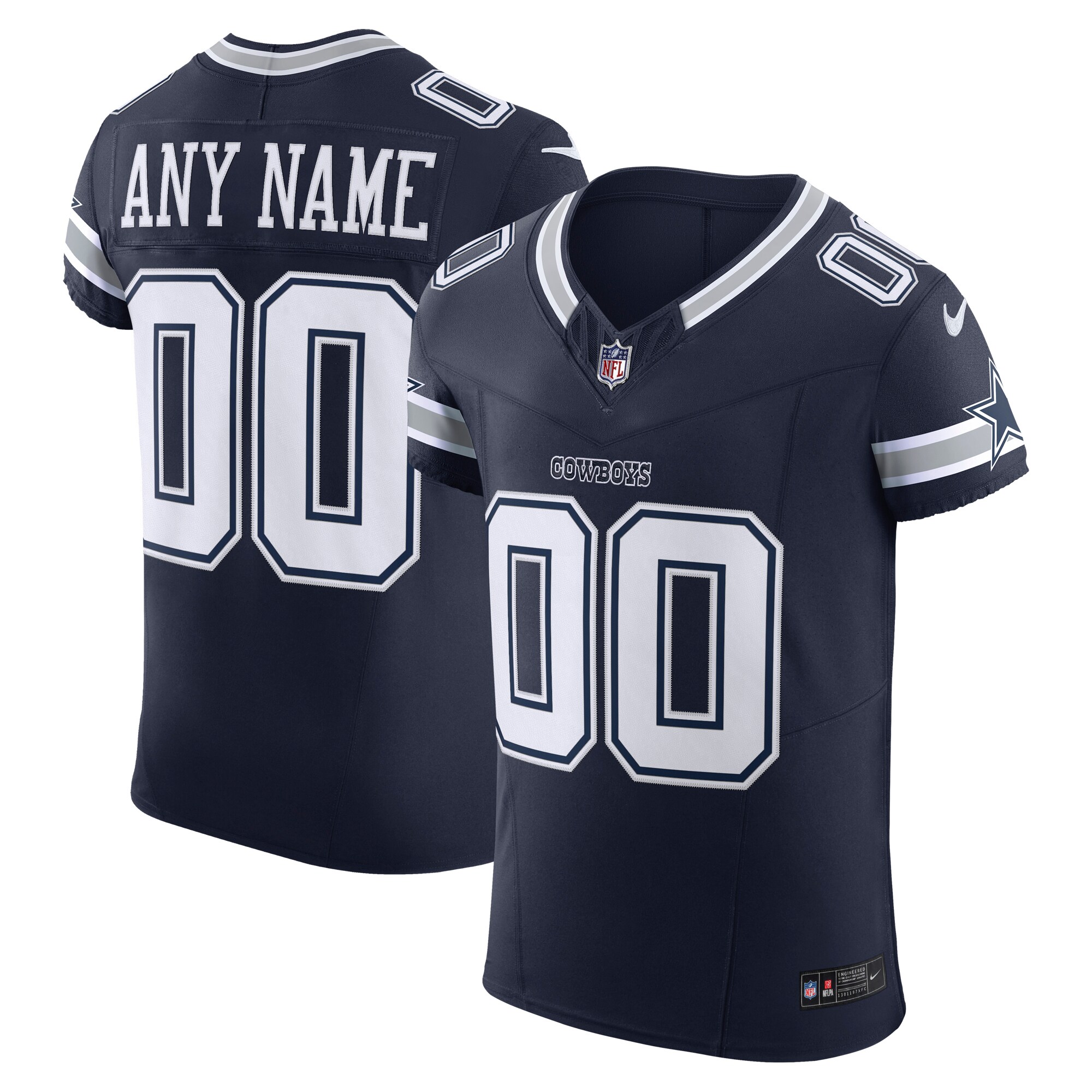 Men's Dallas Cowboys Navy Vapor F.U.S.E. Elite Custom Jersey JS4041 Saliibo
