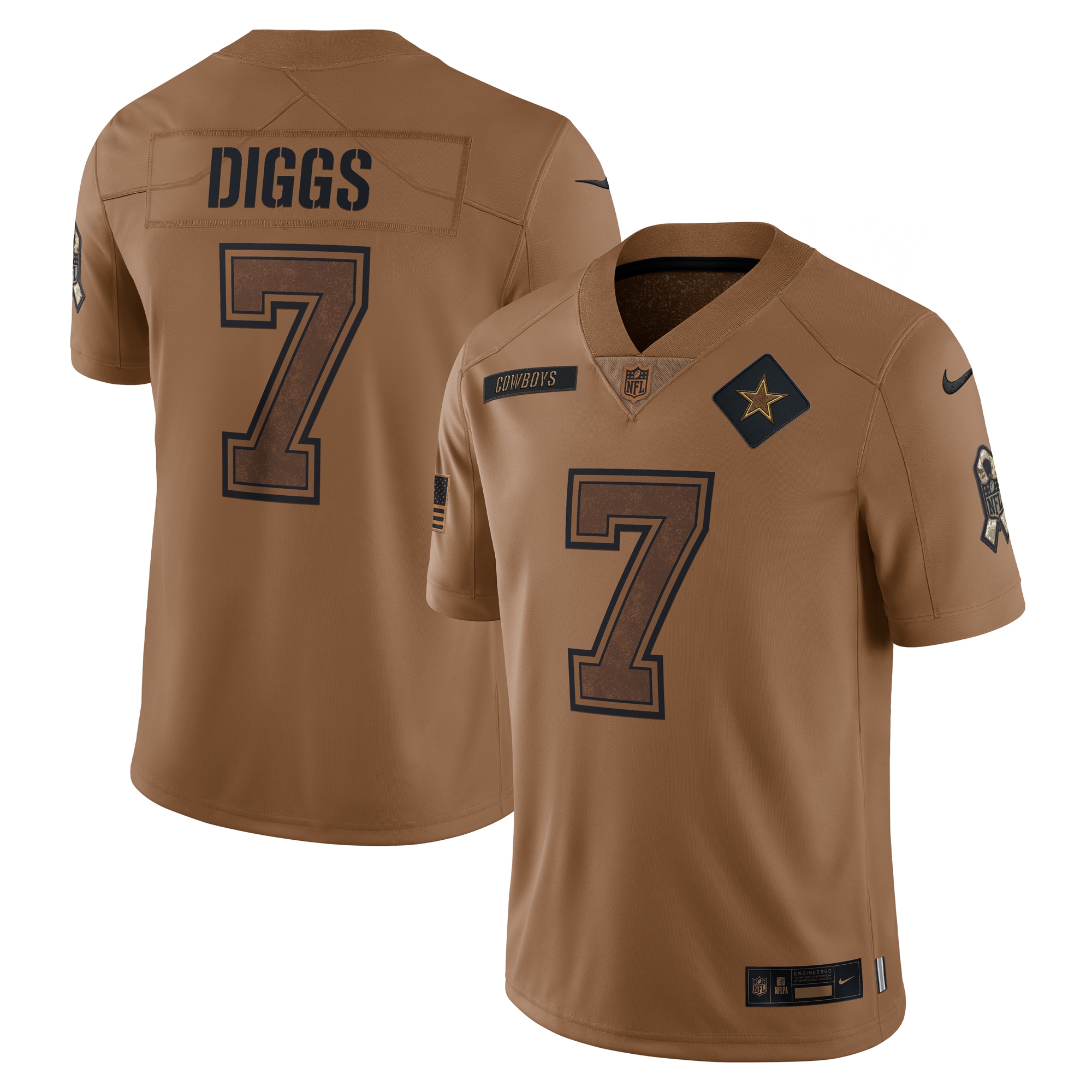 Men's Dallas Cowboys Trevon Diggs Brown Salute To Service Limited Jersey JS6799 Saliibo