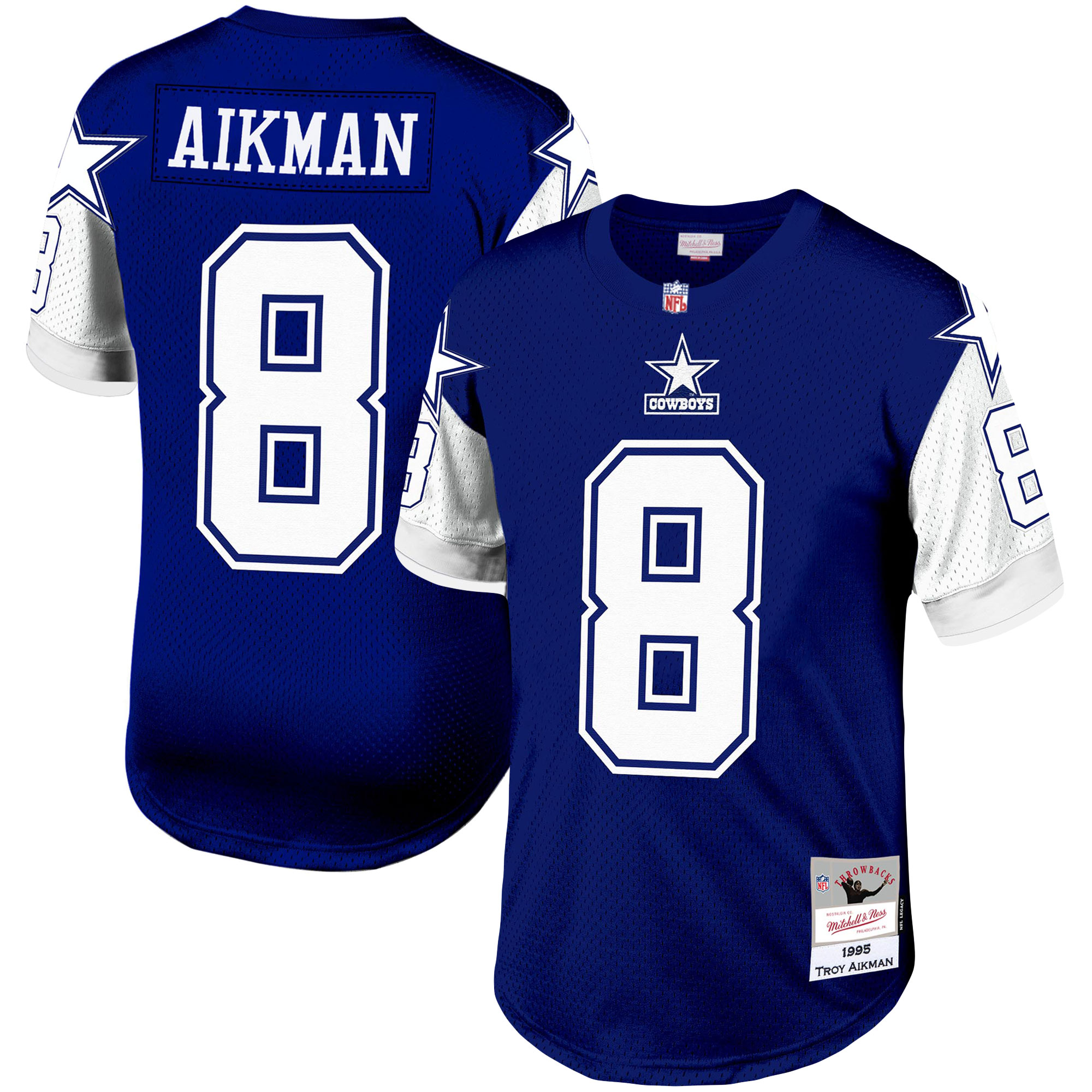 Men's Dallas Cowboys Troy Aikman Mitchell & Ness Navy Legacy Jersey JS3278 Saliibo