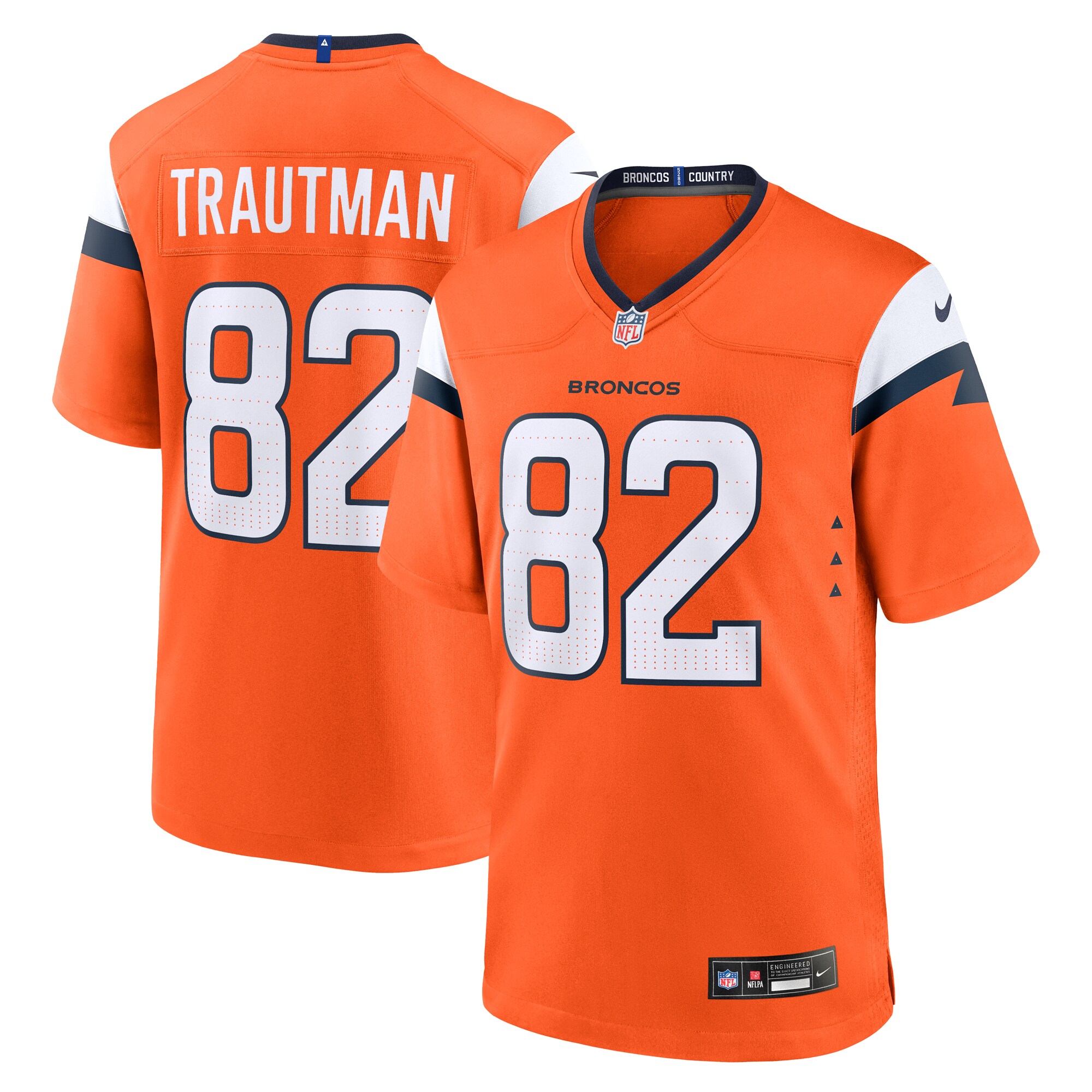 Men's Denver Broncos Adam Trautman Orange Team Game Jersey JS3644 Saliibo