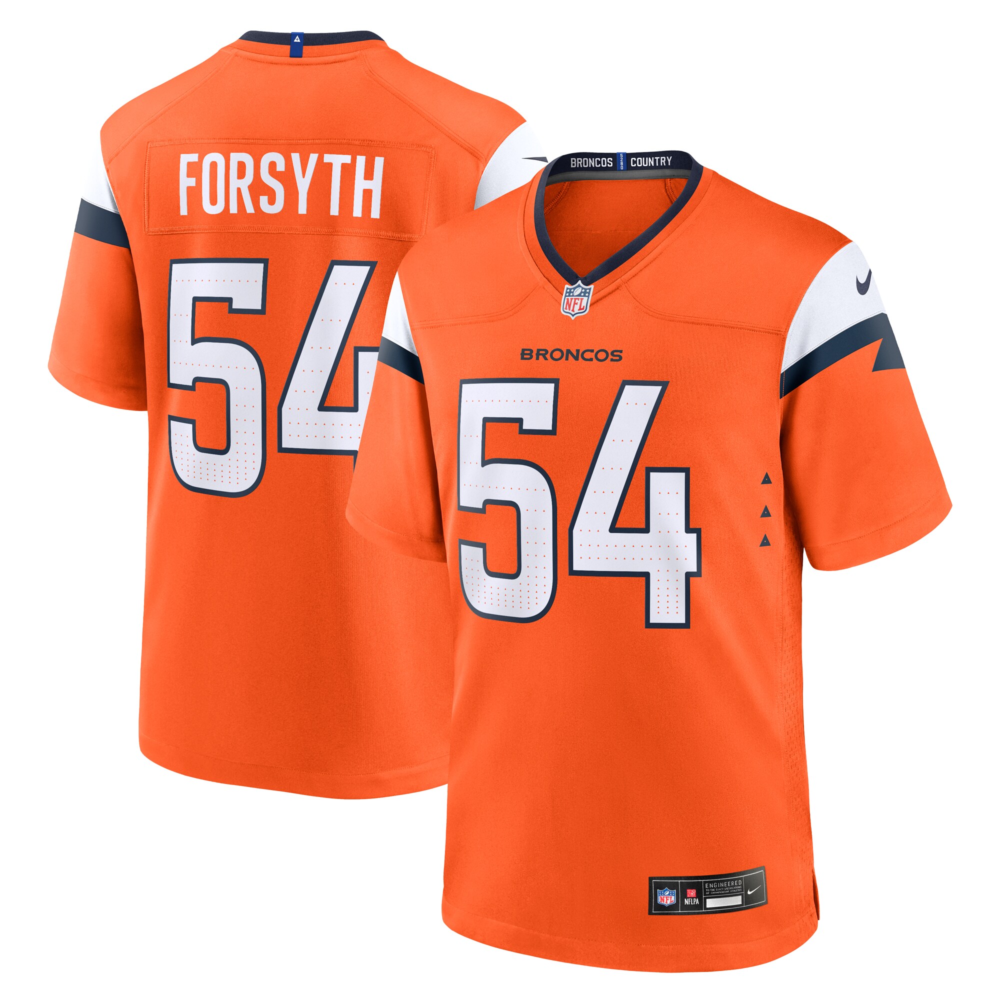 Men's Denver Broncos Alex Forsyth Orange Team Game Jersey JS3967 Saliibo