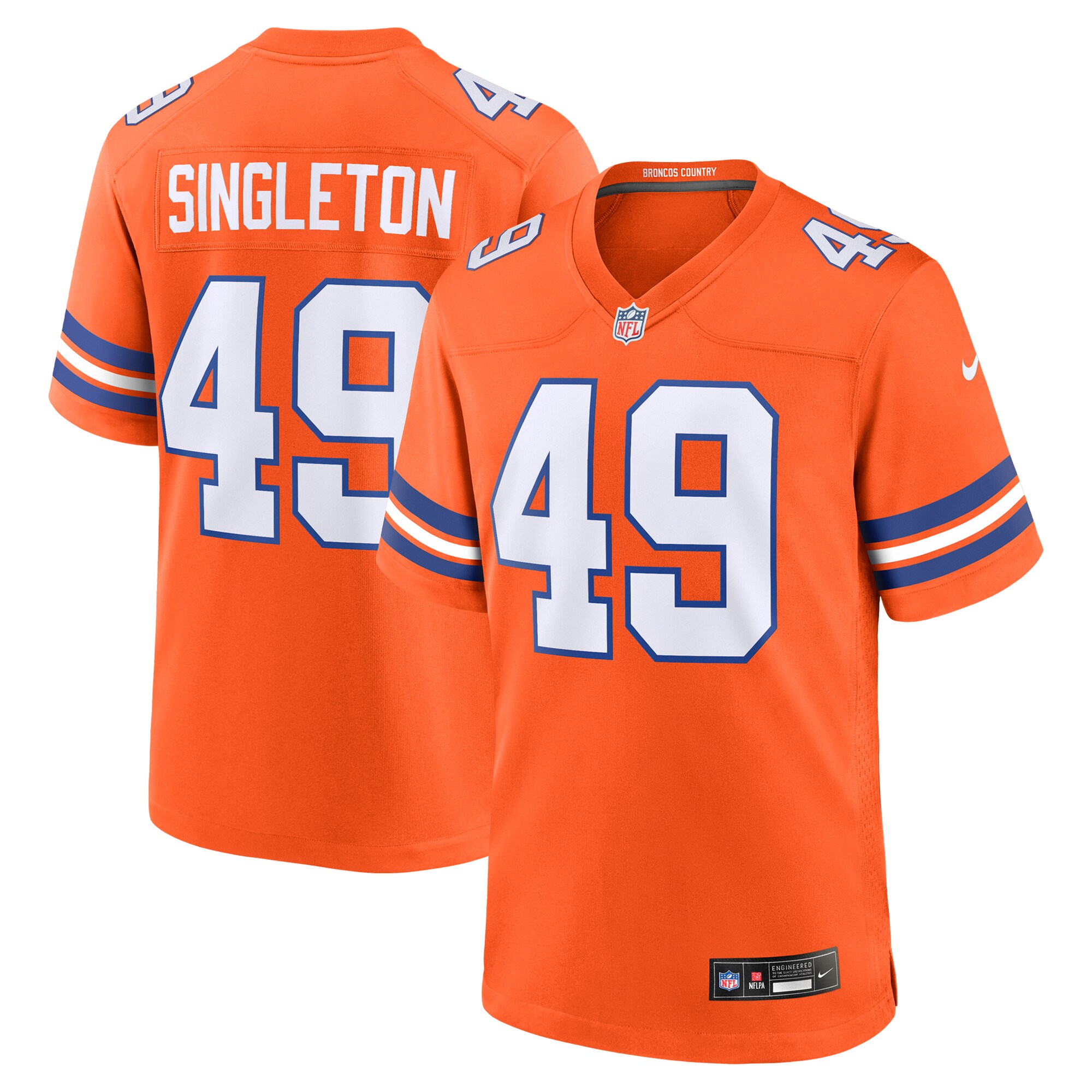 Men's Denver Broncos Alex Singleton Orange Alternate Game Jersey JS2819 Saliibo