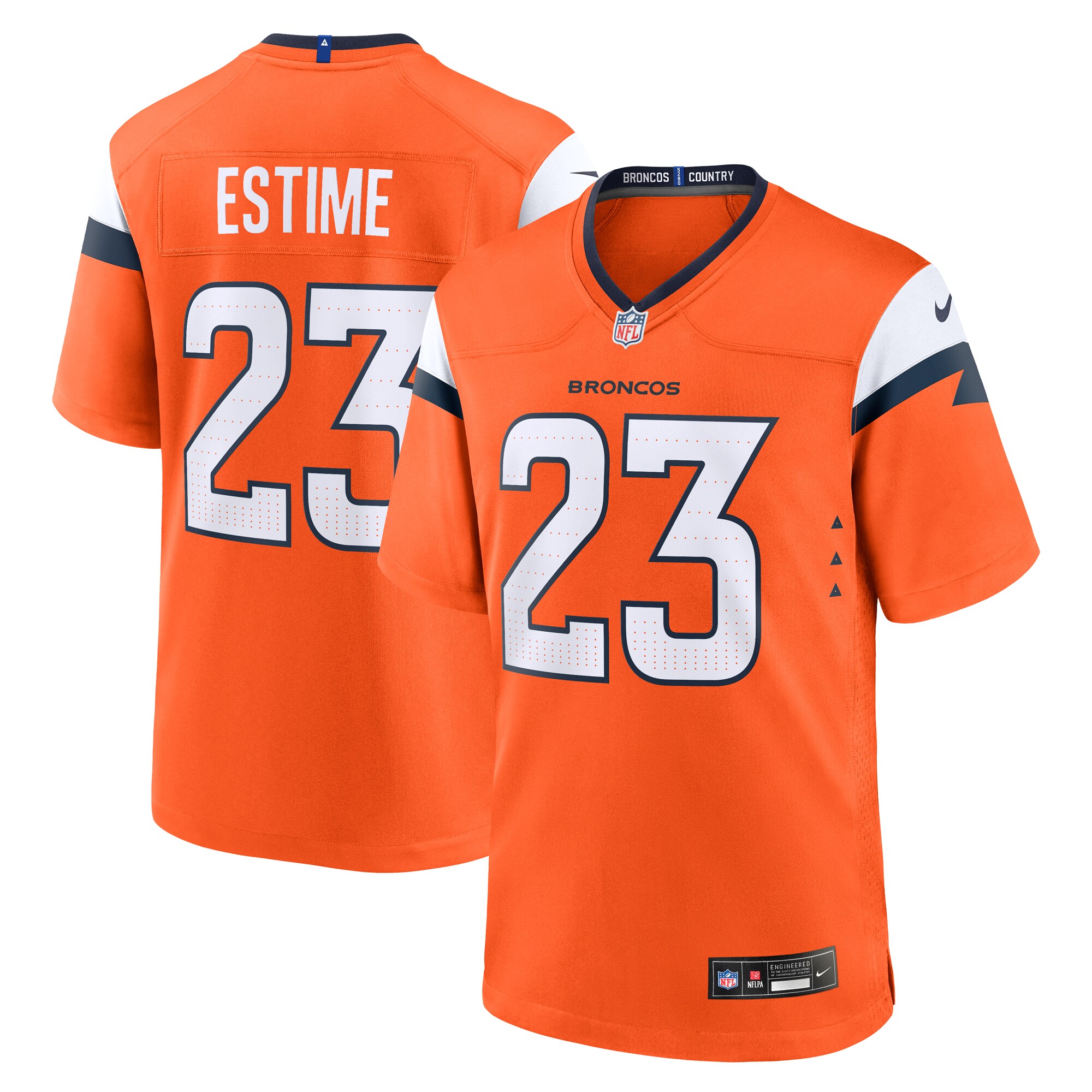 Men's Denver Broncos Audric Estime Orange Team Game Jersey JS9810 Saliibo