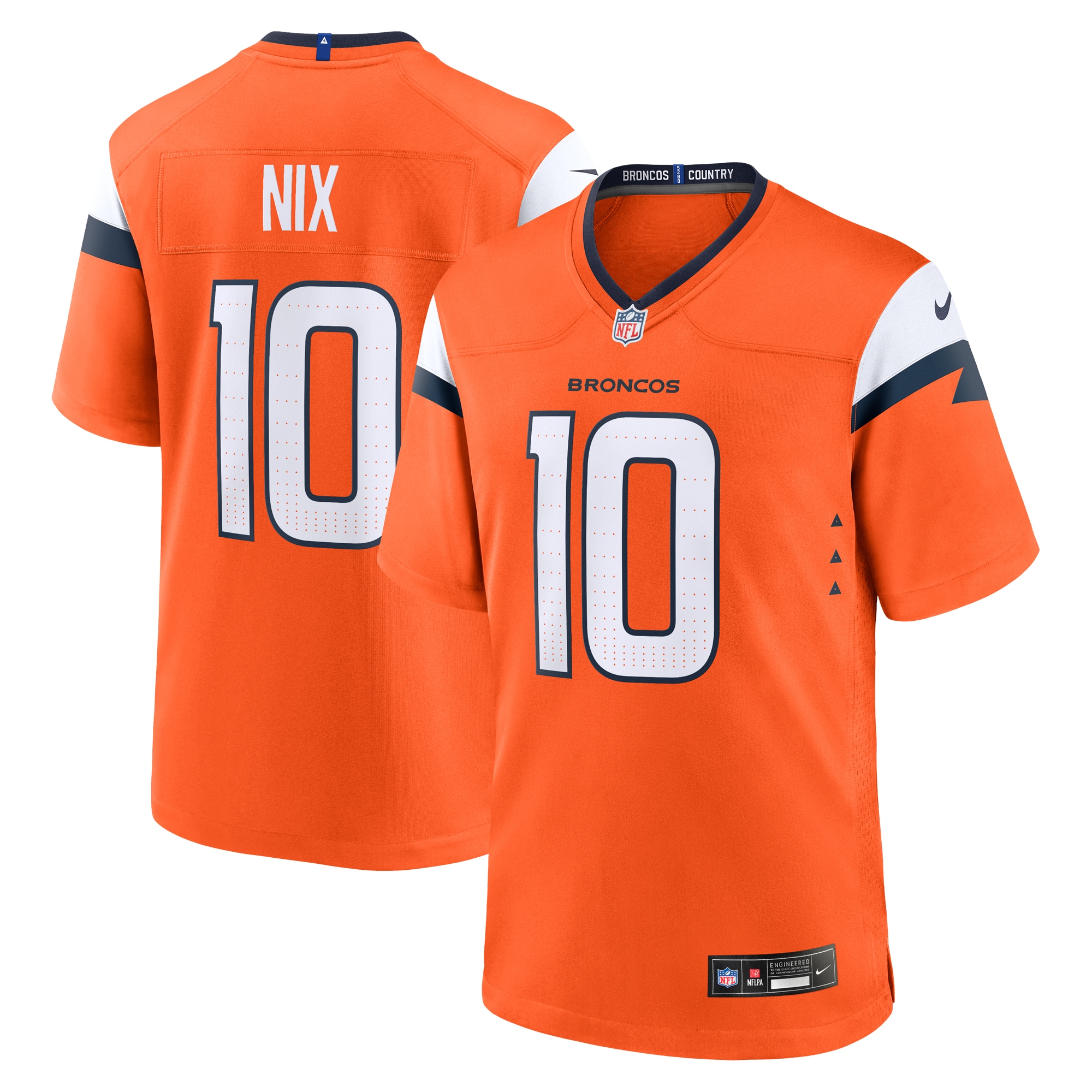 Men's Denver Broncos Bo Nix Orange Player Game Jersey JS3190 Saliibo