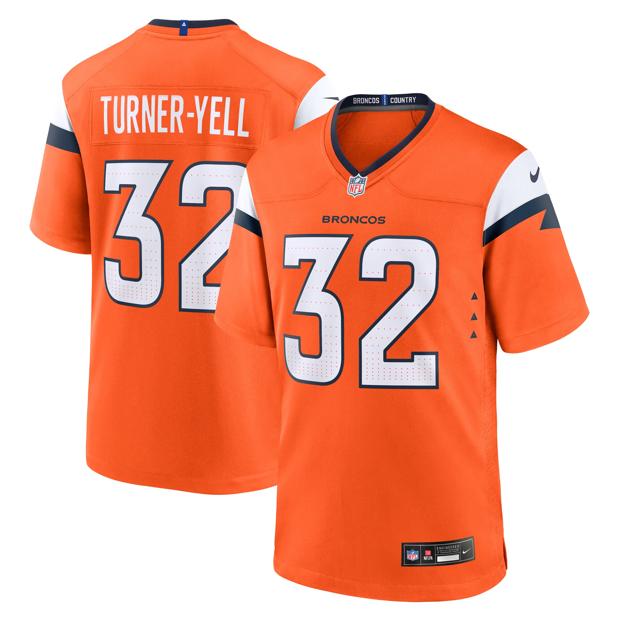 Men's Denver Broncos Delarrin Turner-Yell Orange Team Game Jersey JS7831 Saliibo