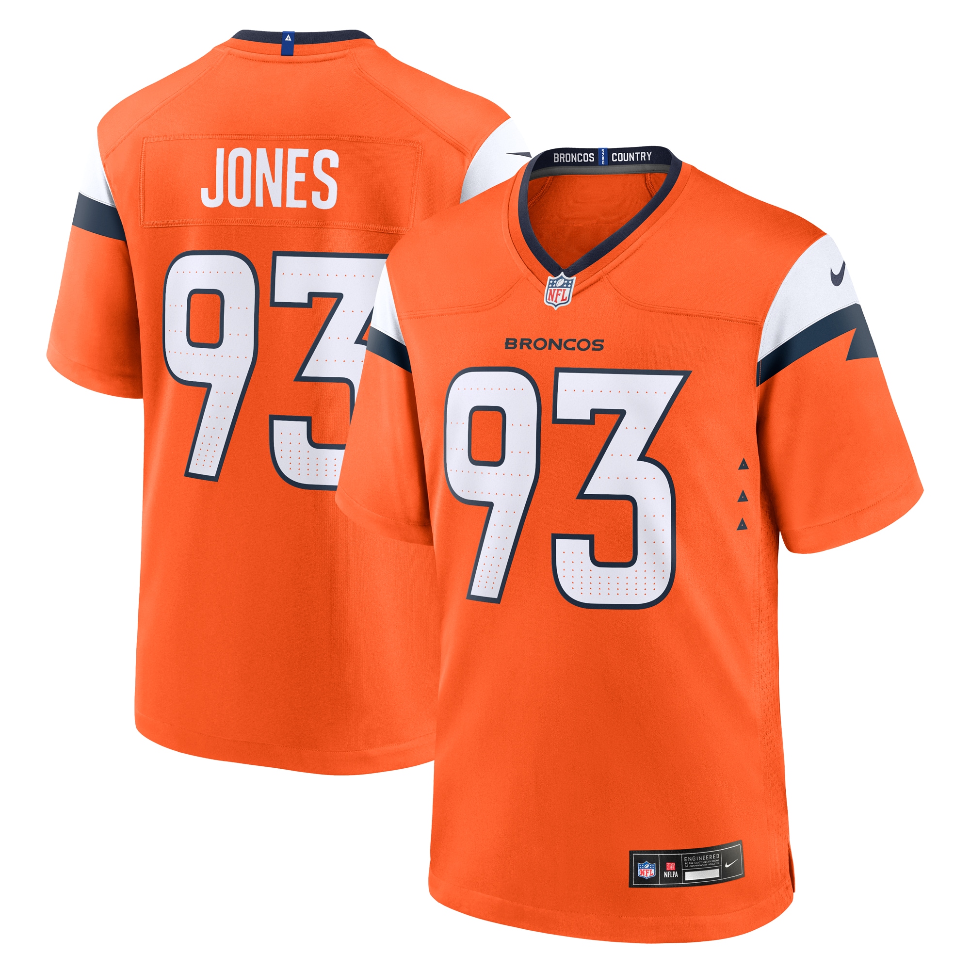 Men's Denver Broncos D.J. Jones Orange Team Game Jersey JS8105 Saliibo