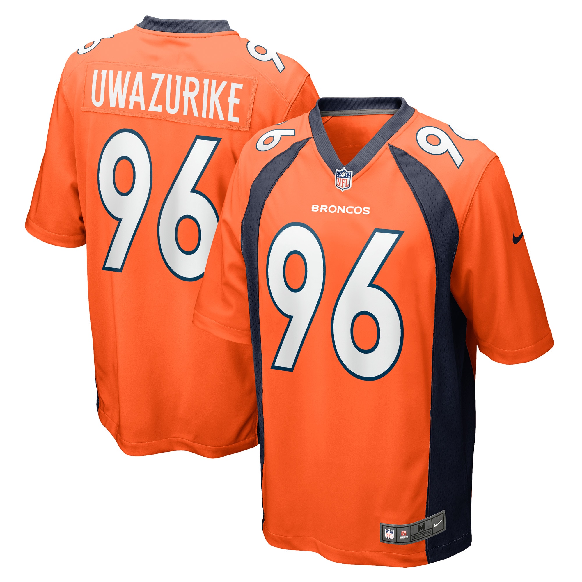 Men's Denver Broncos Eyioma Uwazurike Orange Game Player Jersey JS1791 Saliibo