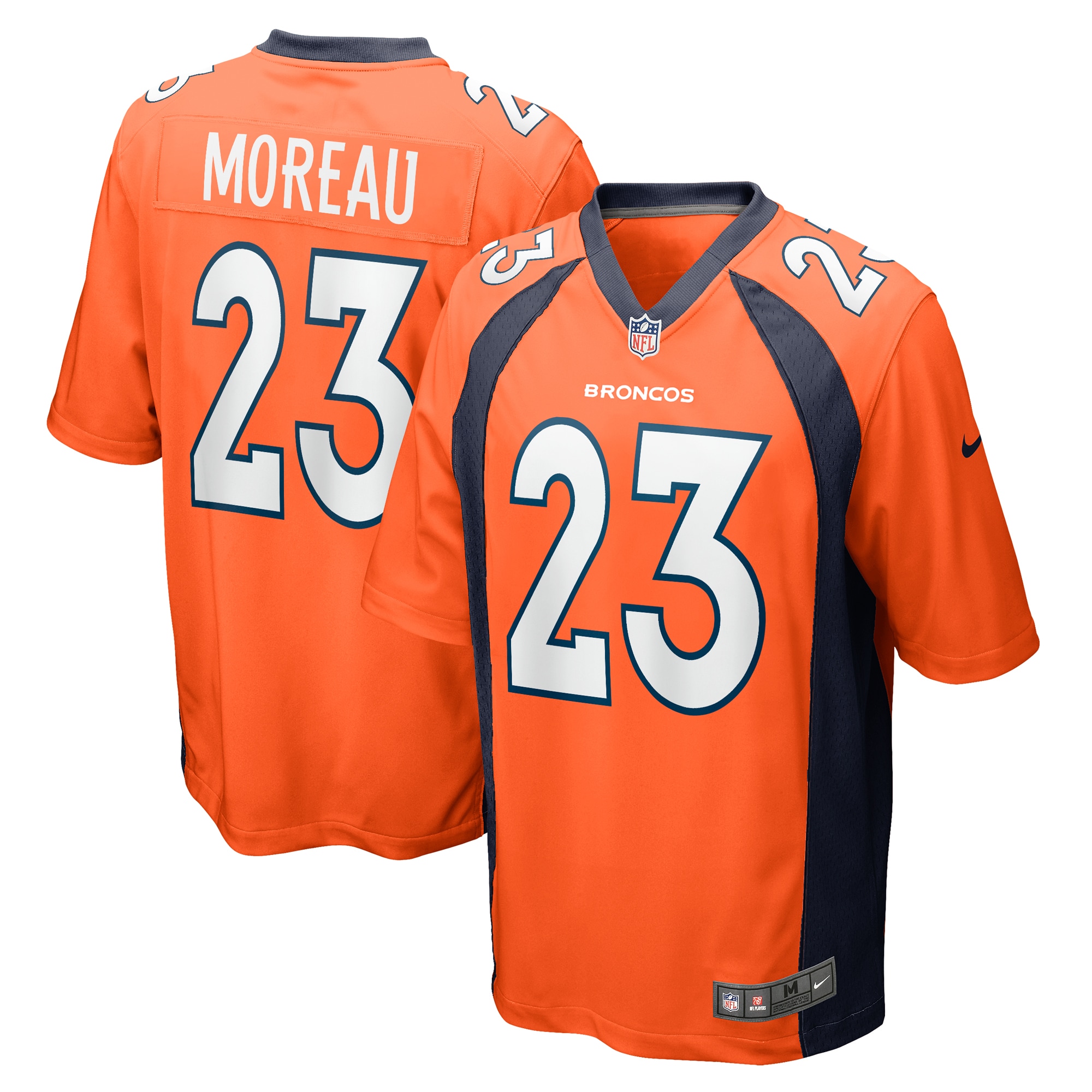 Men's Denver Broncos Fabian Moreau Orange Team Game Jersey JS7052 Saliibo