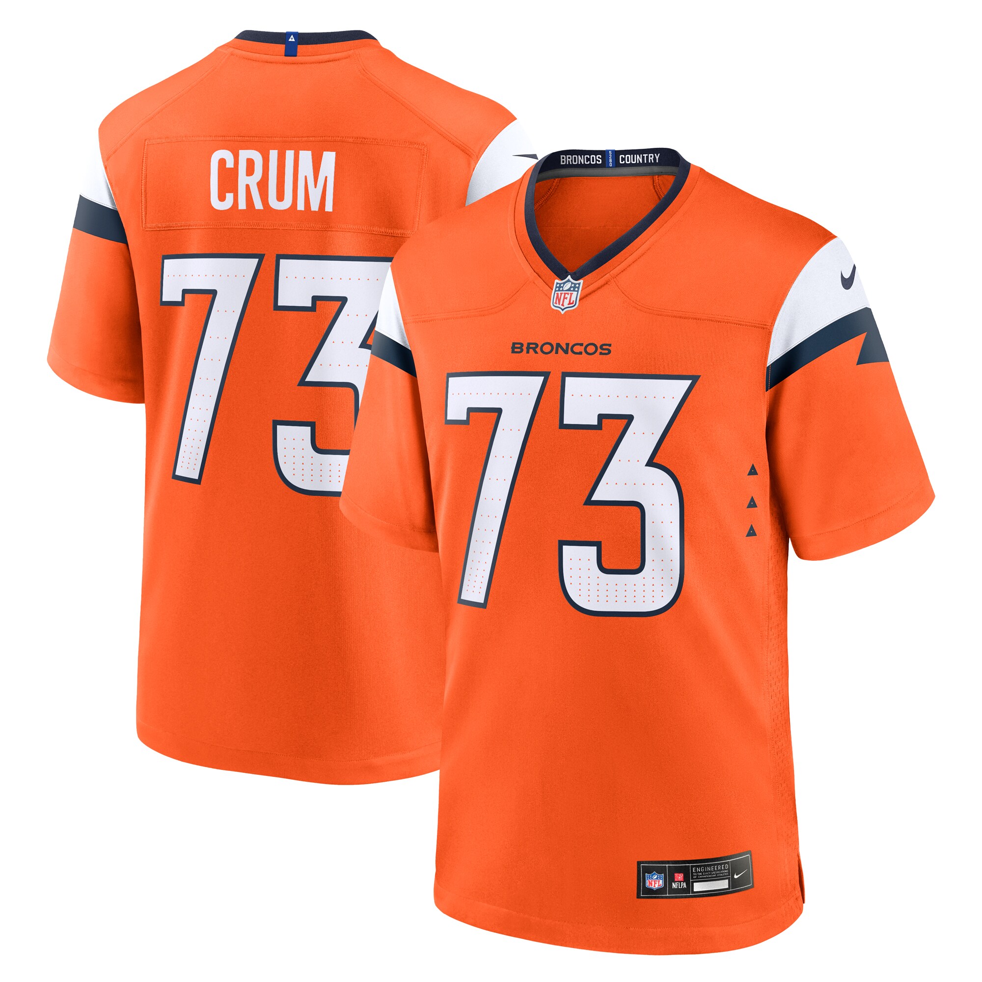 Men's Denver Broncos Frank Crum Orange Team Game Jersey JS5778 Saliibo