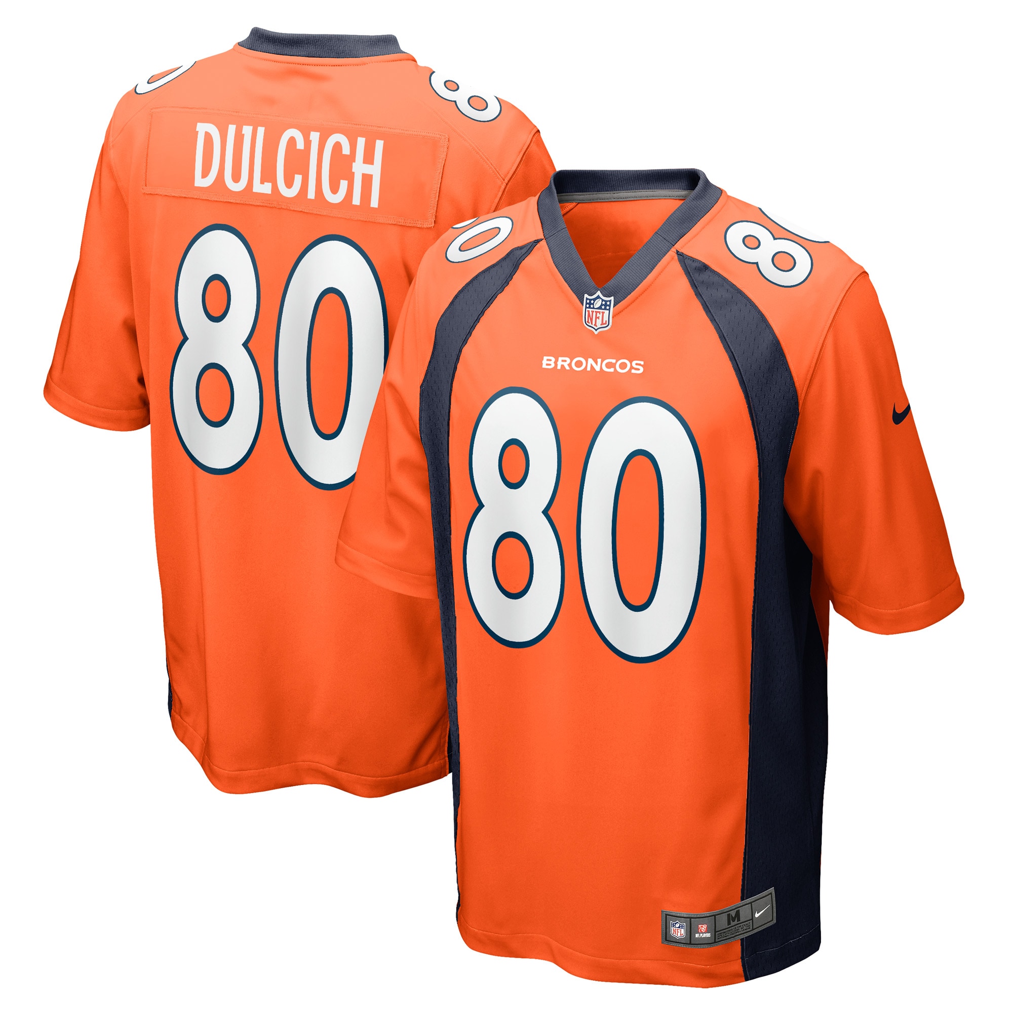 Men's Denver Broncos Greg Dulcich Orange Game Player Jersey JS1847 Saliibo