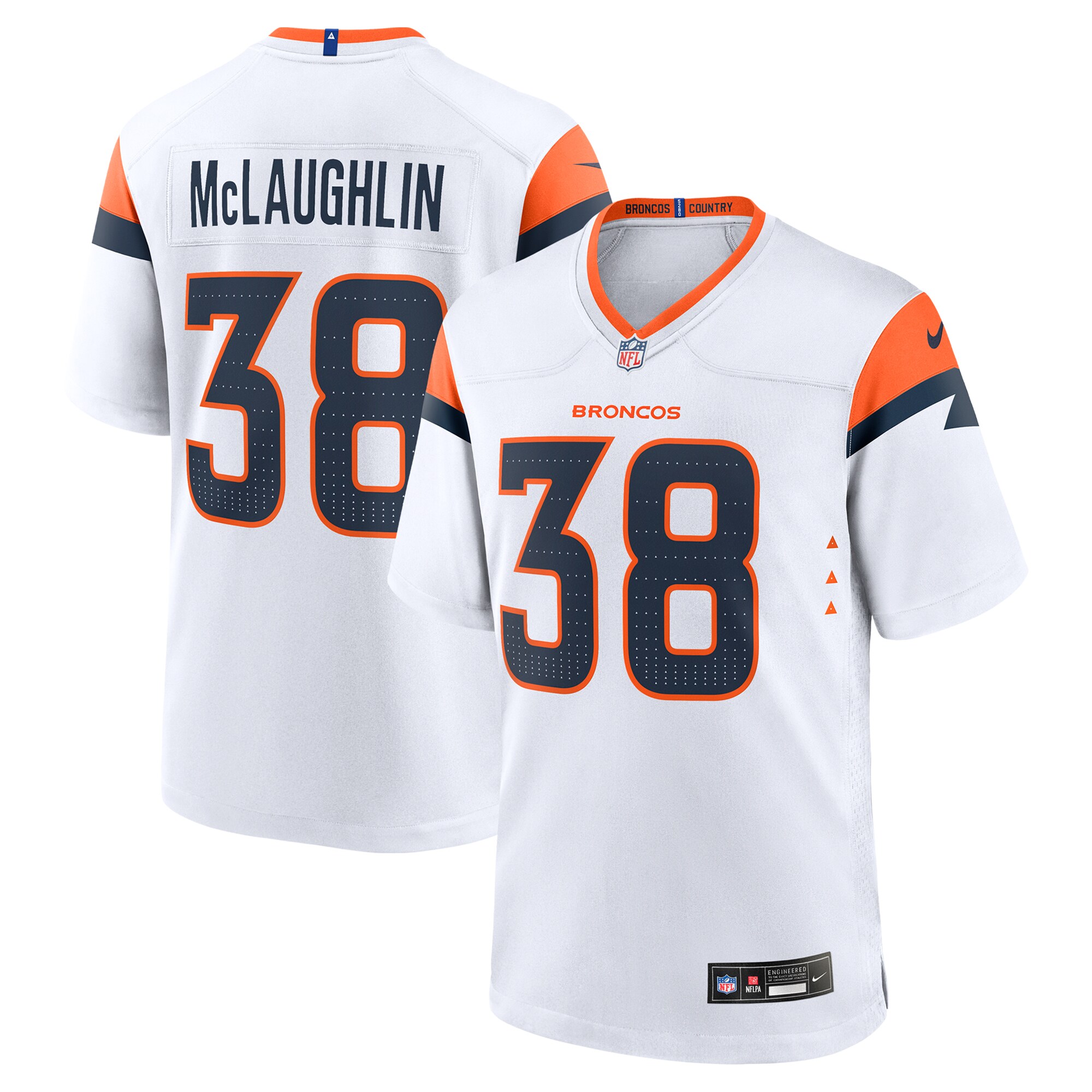 Men's Denver Broncos Jaleel McLaughlin White Game Jersey JS2365 Saliibo