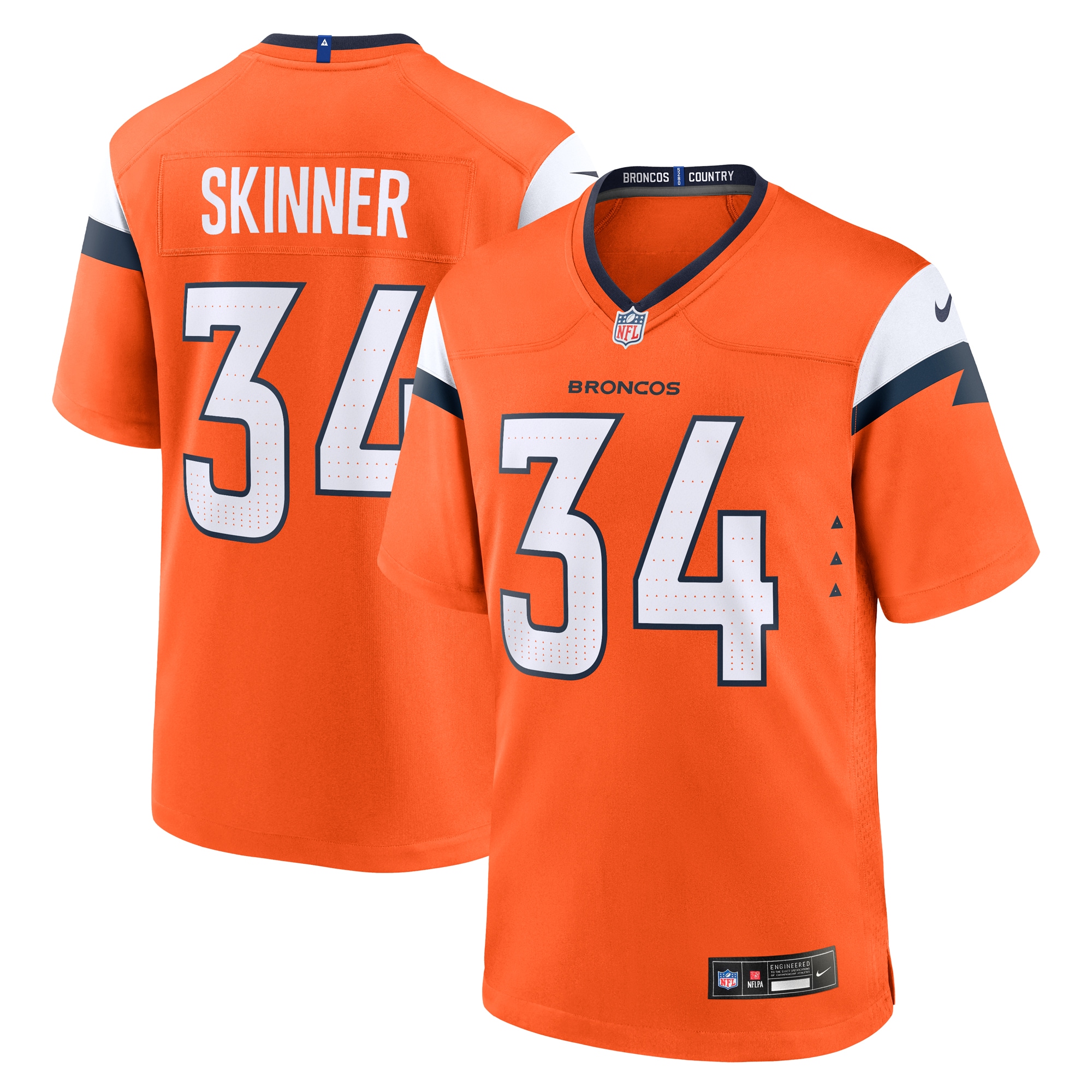 Men's Denver Broncos JL Skinner Orange Team Game Jersey JS4903 Saliibo