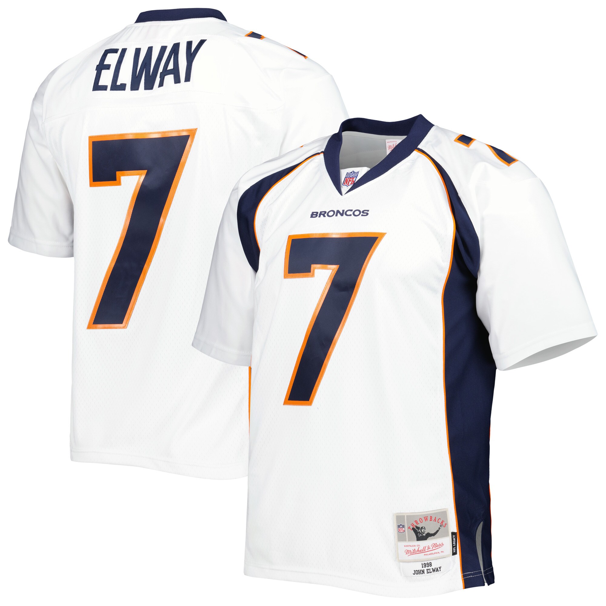 Men's Denver Broncos John Elway Mitchell & Ness White 1998 Legacy Jersey JS7840 Saliibo