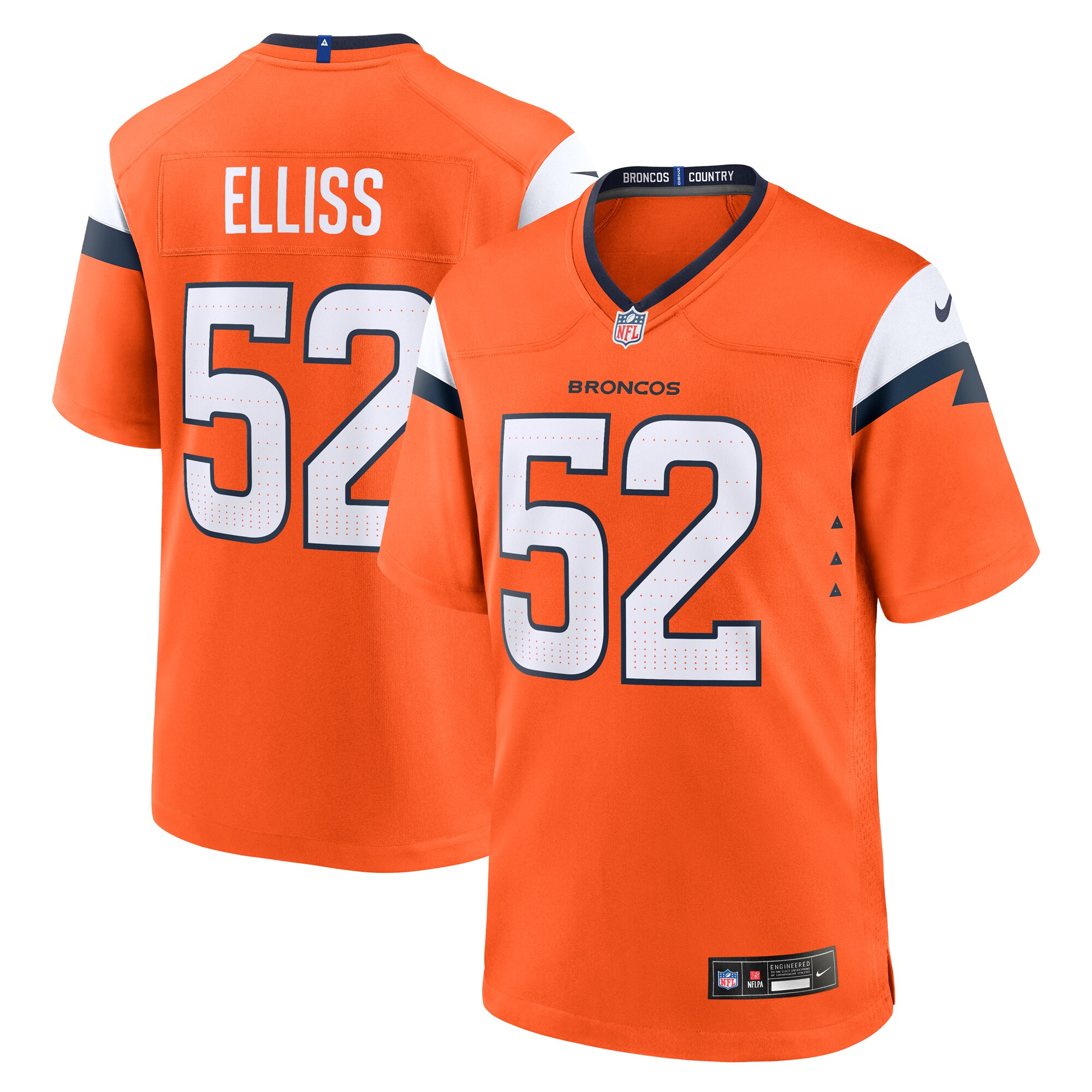 Men's Denver Broncos Jonah Elliss Orange Team Game Jersey JS5492 Saliibo