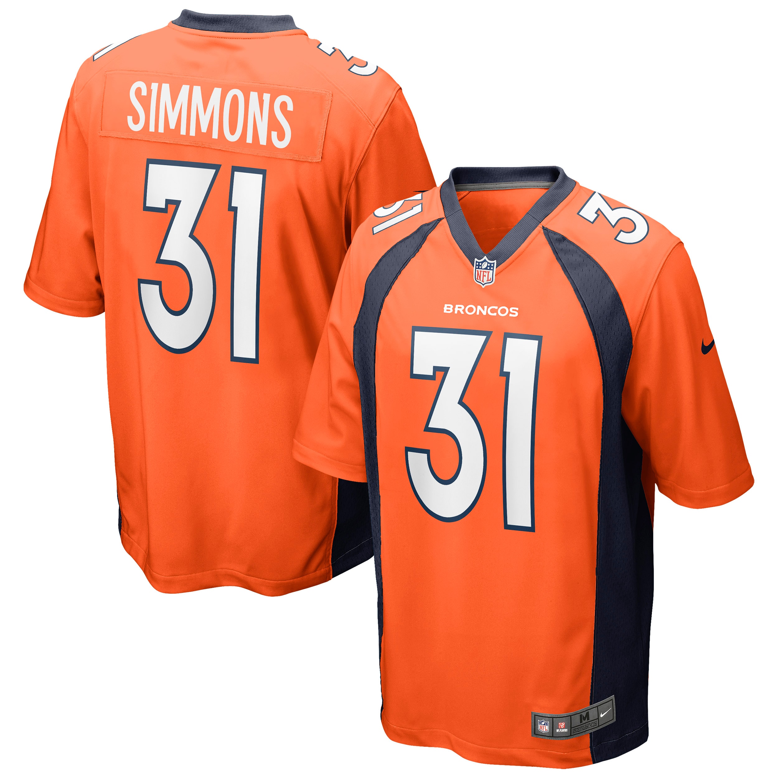 Men's Denver Broncos Justin Simmons Orange Game Jersey JS9340 Saliibo