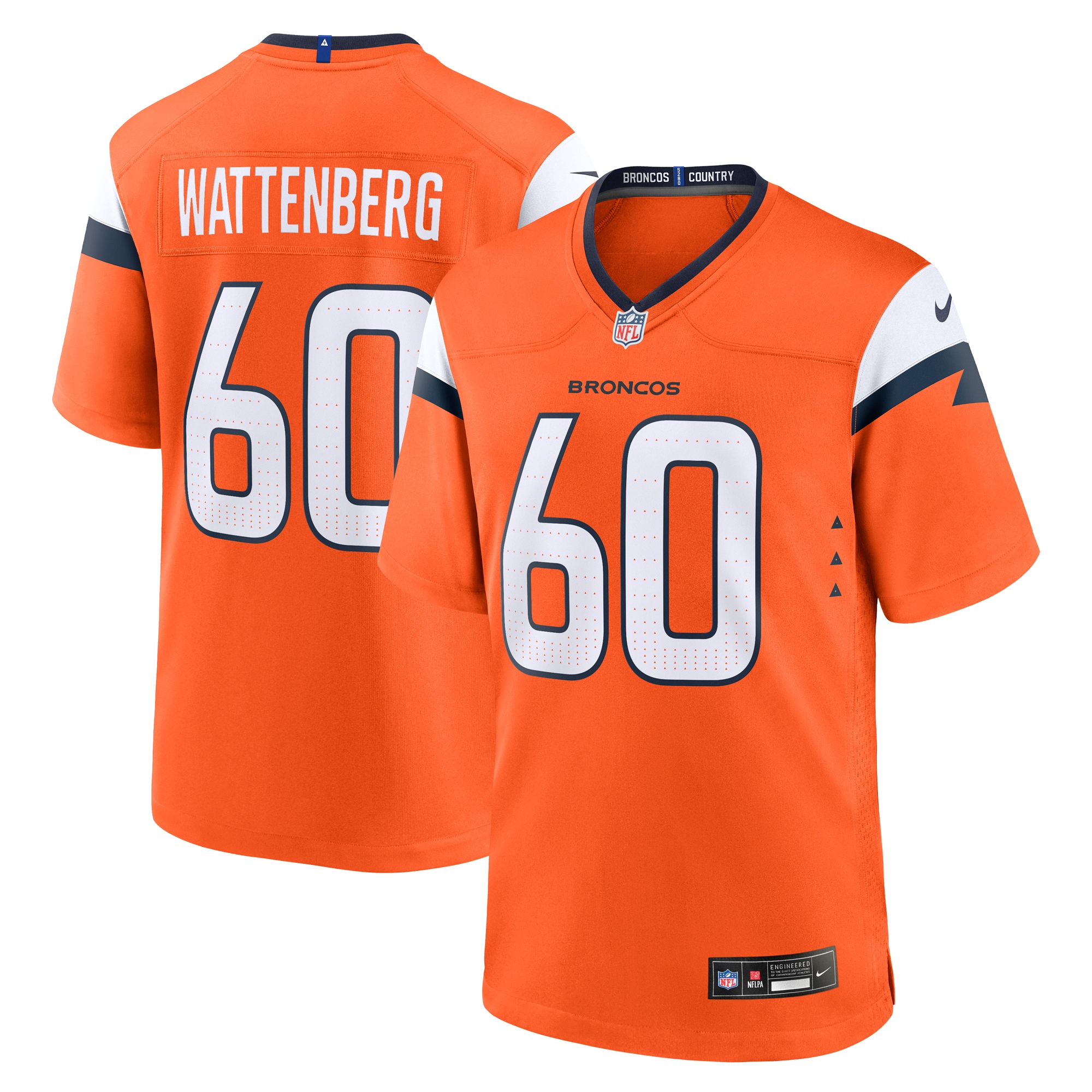 Men's Denver Broncos Luke Wattenberg Orange Team Game Jersey JS3172 Saliibo