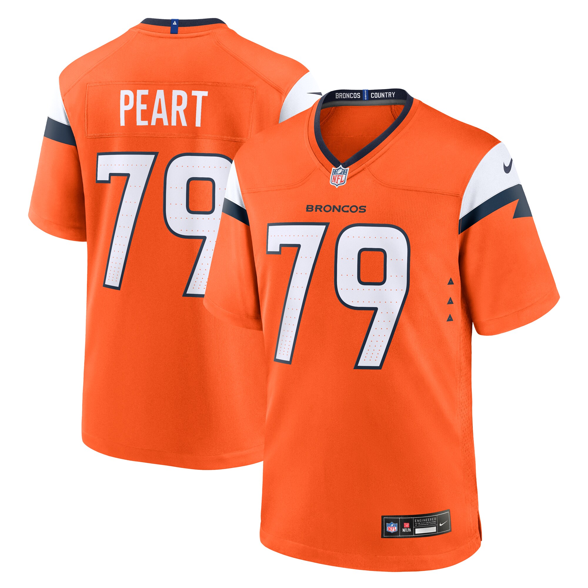 Men's Denver Broncos Matt Peart Orange Team Game Jersey JS6903 Saliibo