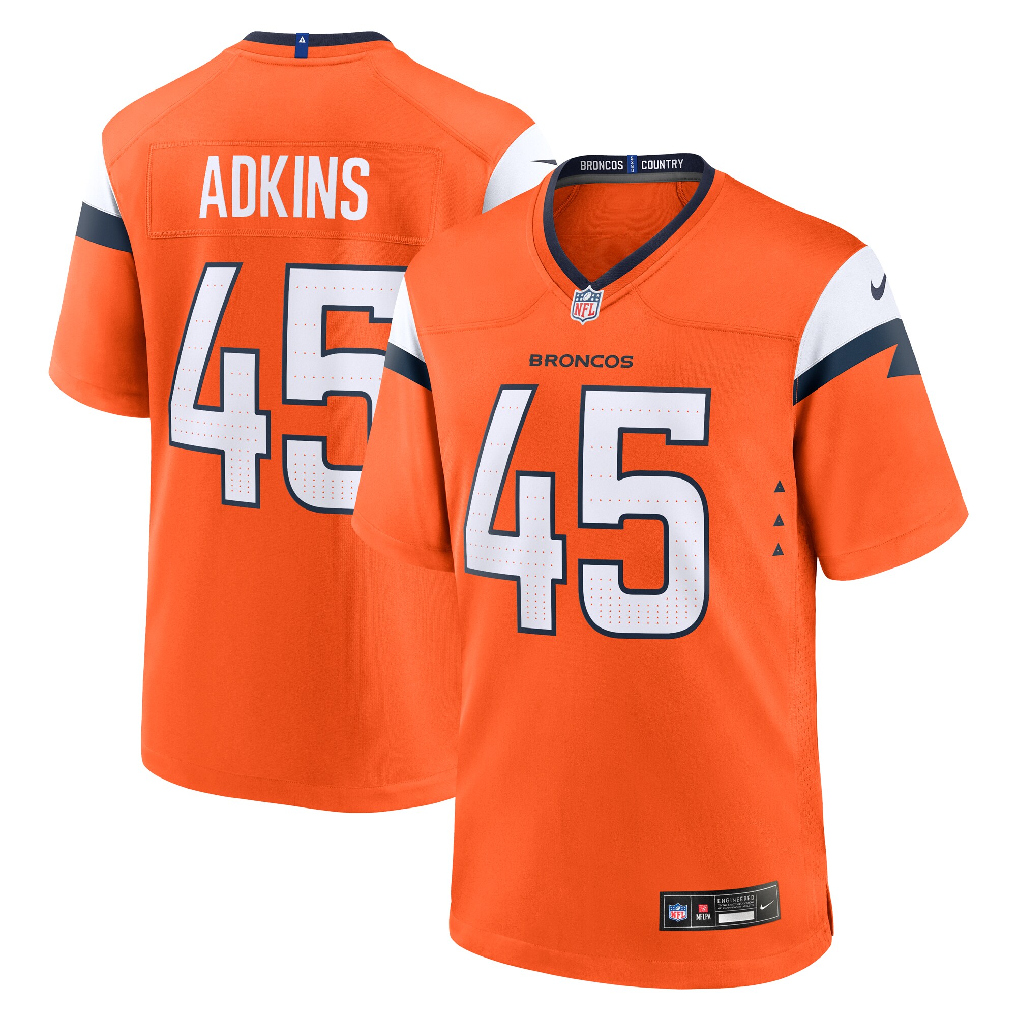 Men's Denver Broncos Nate Adkins Orange Team Game Jersey JS5393 Saliibo