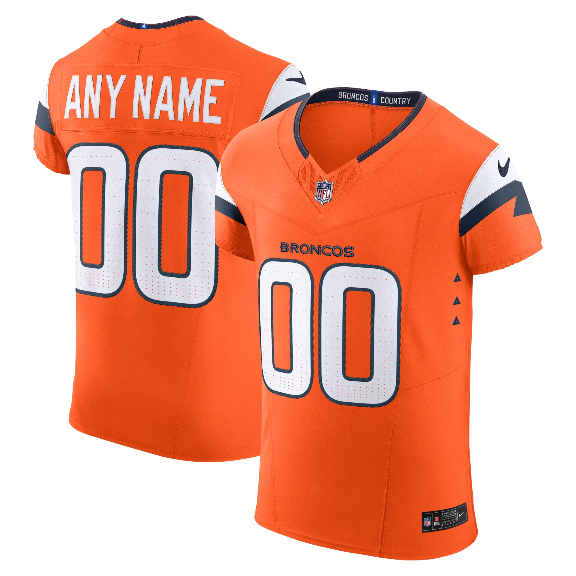 Men's Denver Broncos Orange Team Vapor F.U.S.E. Elite Custom Jersey JS4437 Saliibo