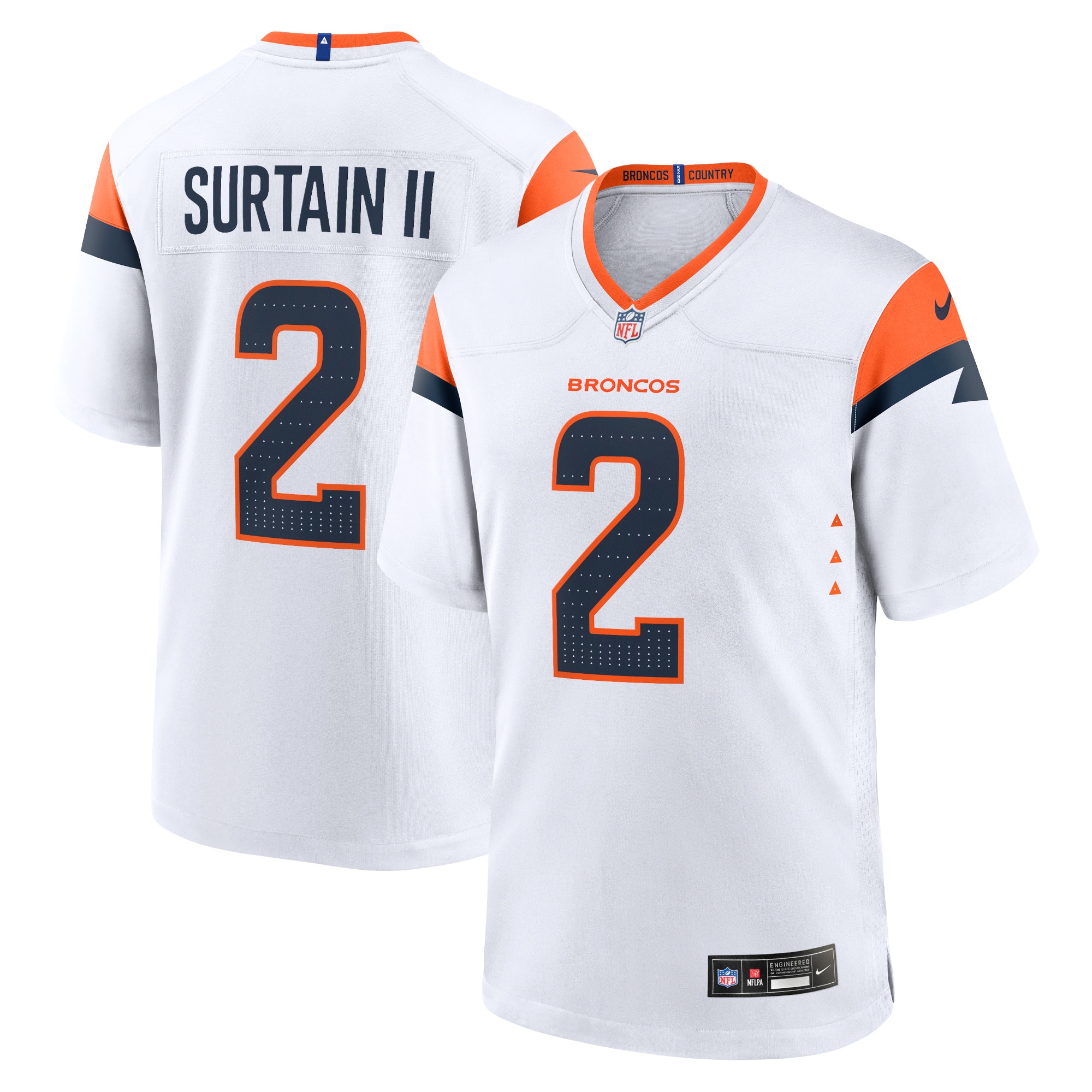 Men's Denver Broncos Patrick Surtain II White Mile High Collection Game Jersey JS9276 Saliibo