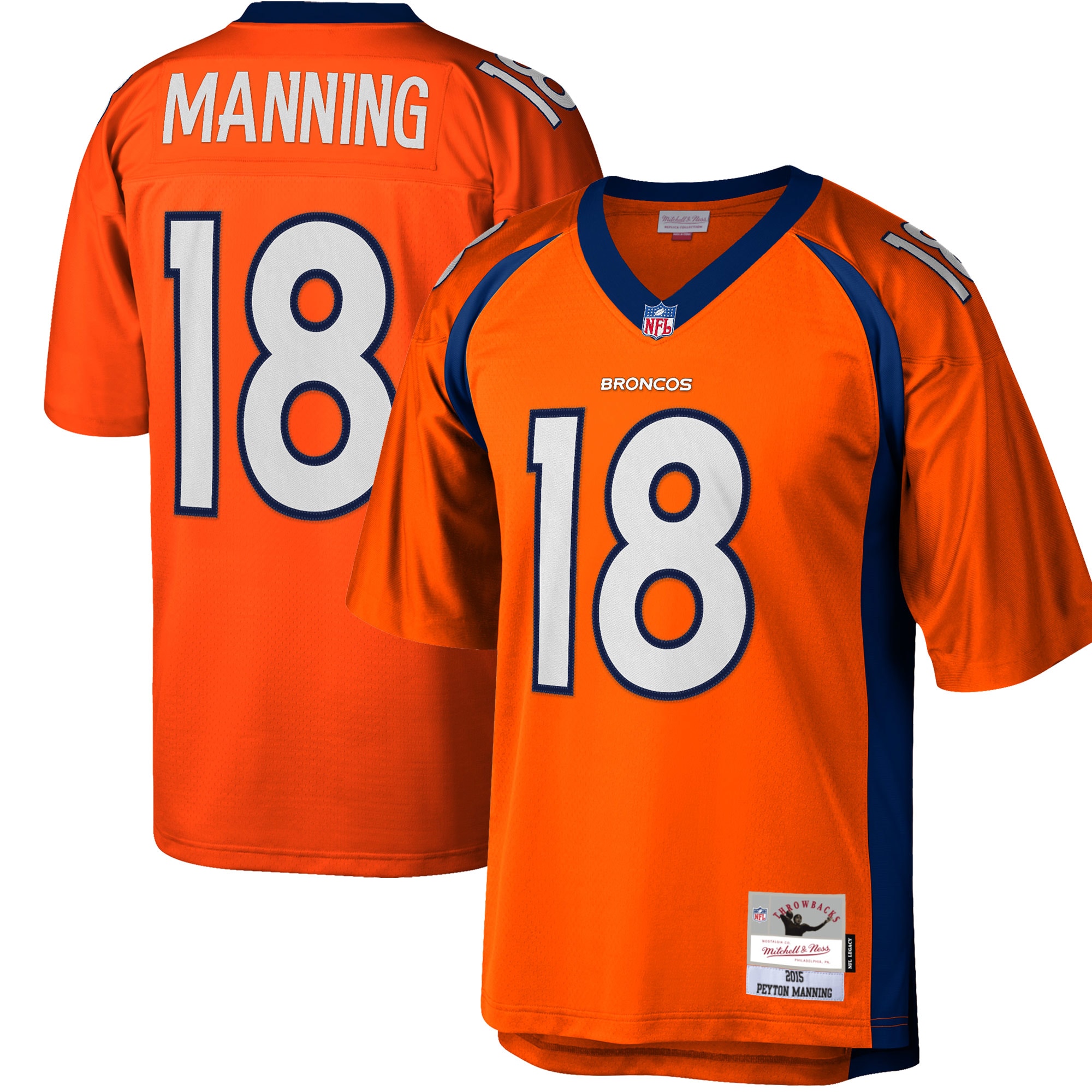 Men's Denver Broncos Peyton Manning Mitchell & Ness Orange Big & Tall 2015 Retired Player Jersey JS2039 Saliibo