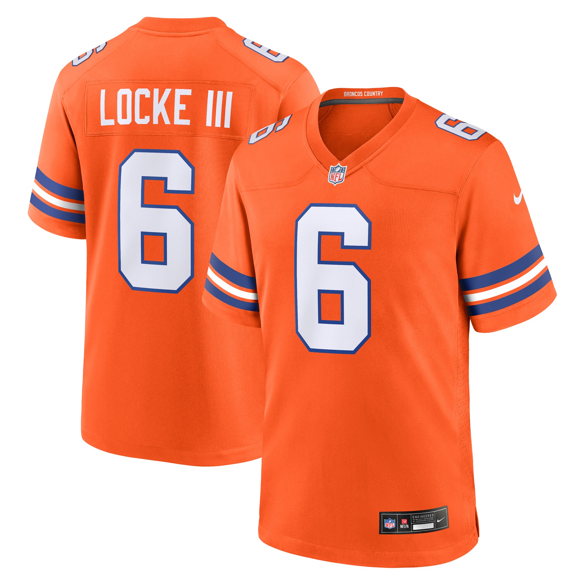 Men's Denver Broncos P.J. Locke III Orange Mile High Collection 1977 Throwback Player Game Jersey JS4827 Saliibo