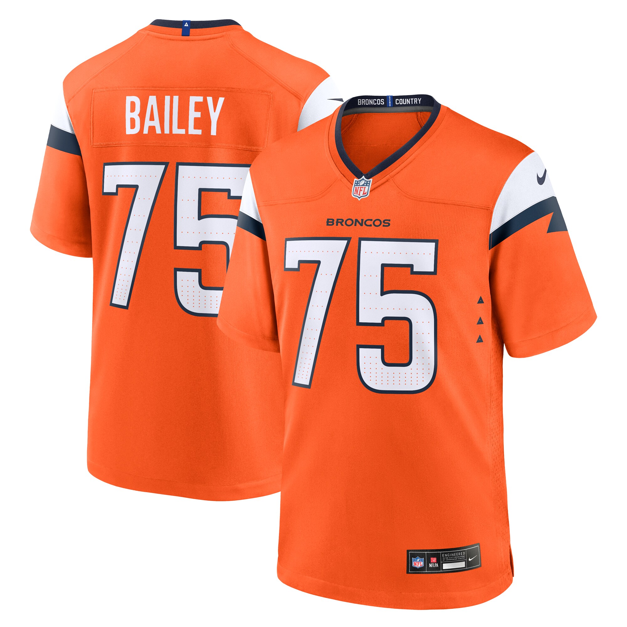 Men's Denver Broncos Quinn Bailey Orange Team Game Jersey JS5199 Saliibo