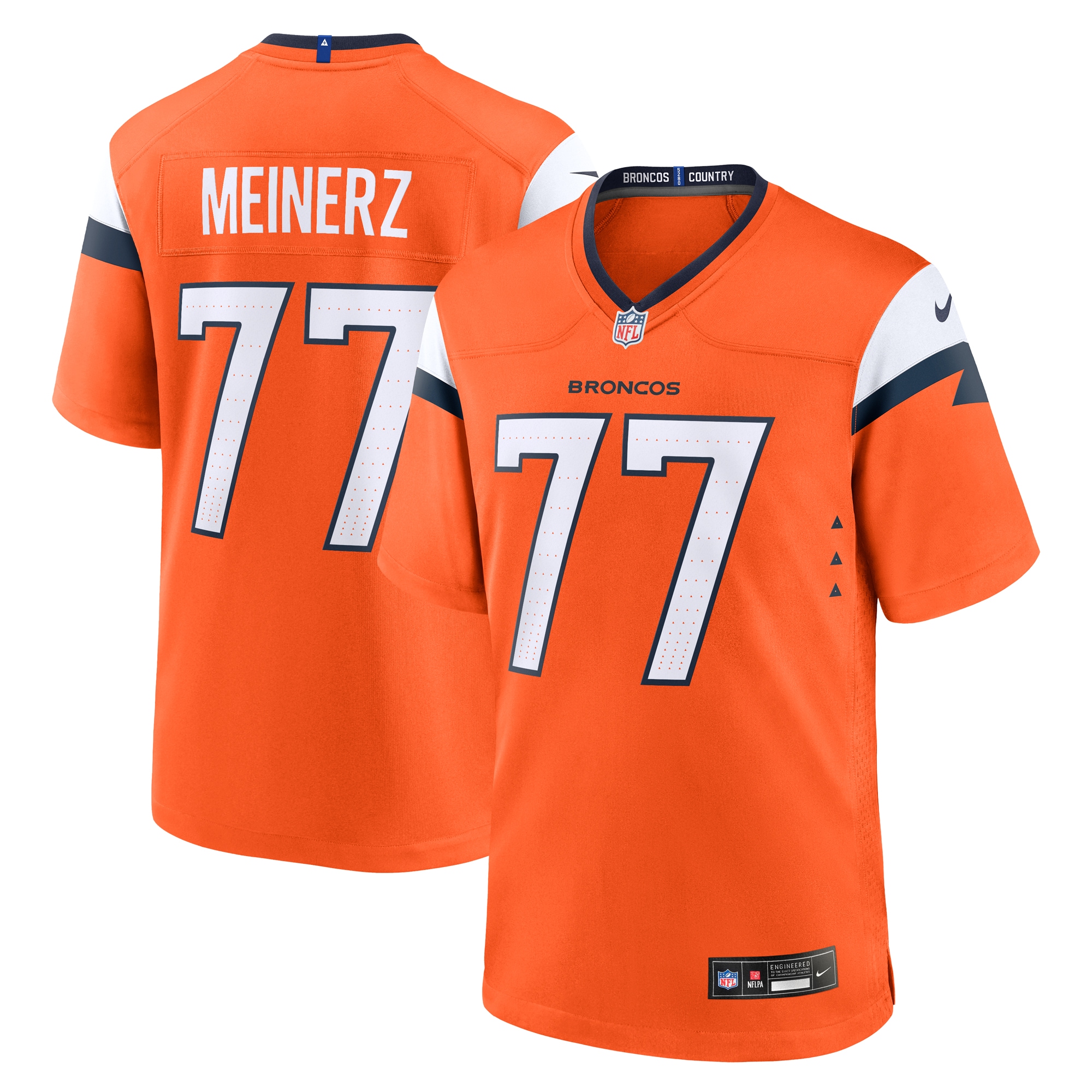 Men's Denver Broncos Quinn Meinerz Orange Team Game Jersey JS8856 Saliibo