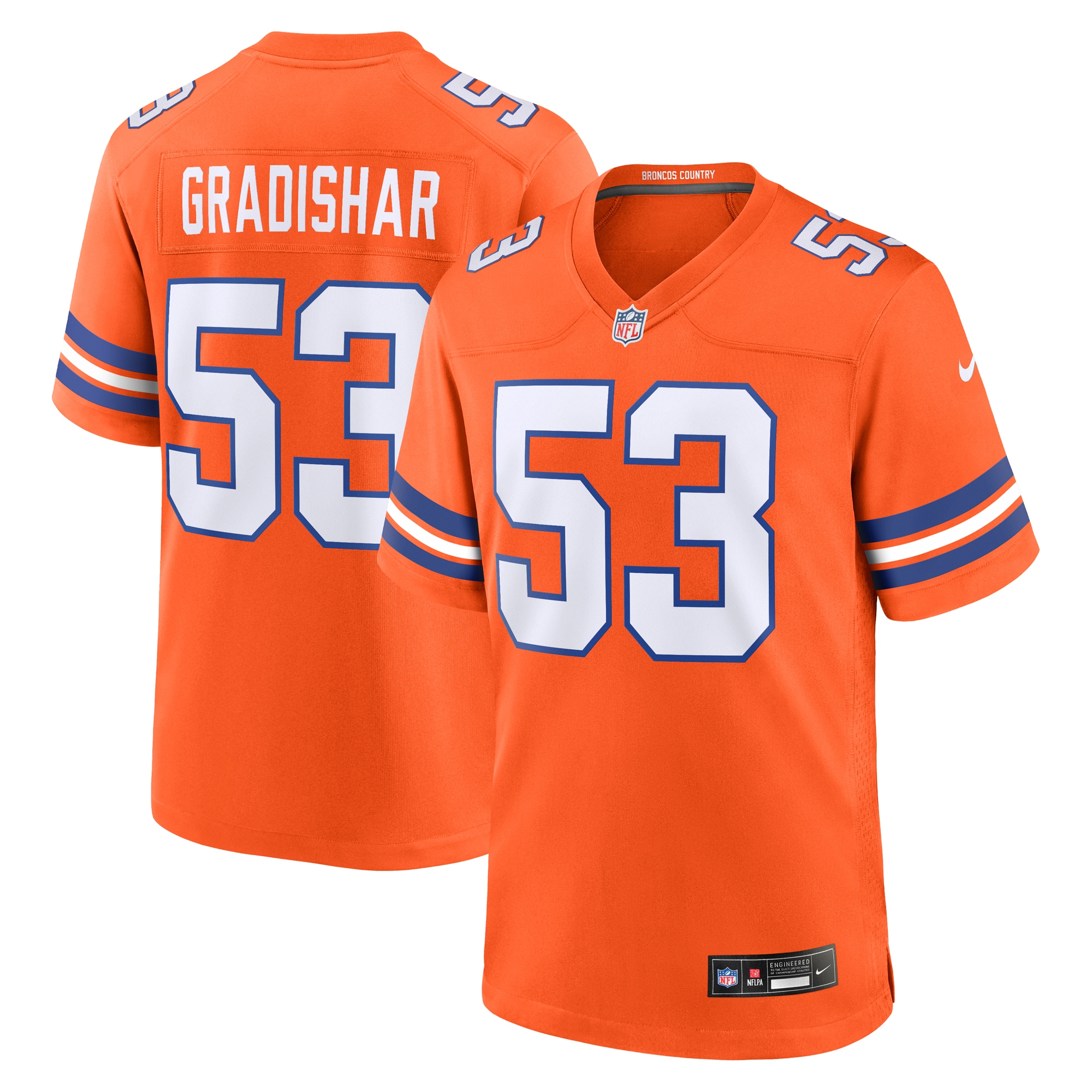 Men's Denver Broncos Randy Gradishar Orange Mile High Collection 1977 Throwback Retired Player Game Jersey JS8408 Saliibo