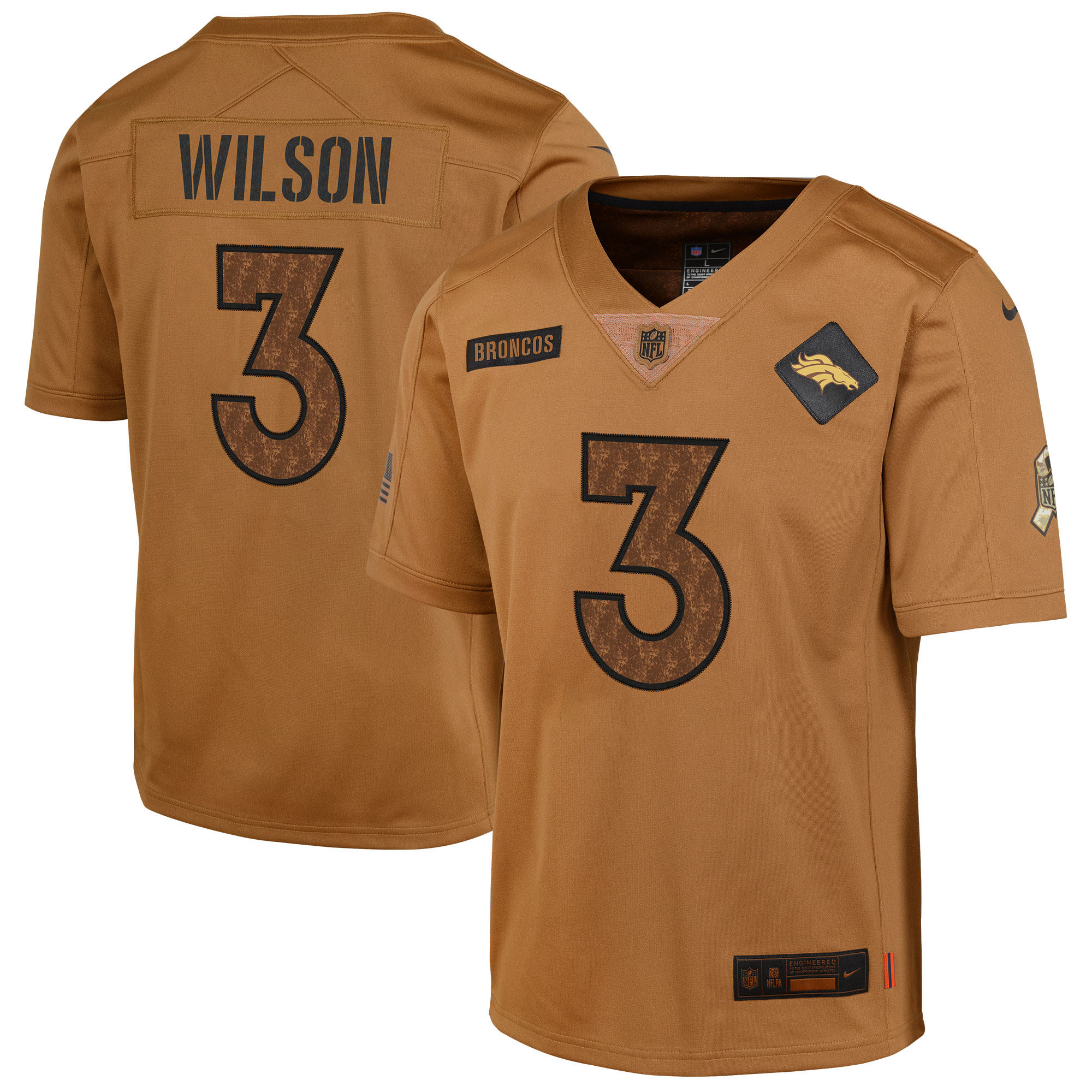 Men's Denver Broncos Russell Wilson Brown Salute To Service Limited Jersey JS1163 Saliibo