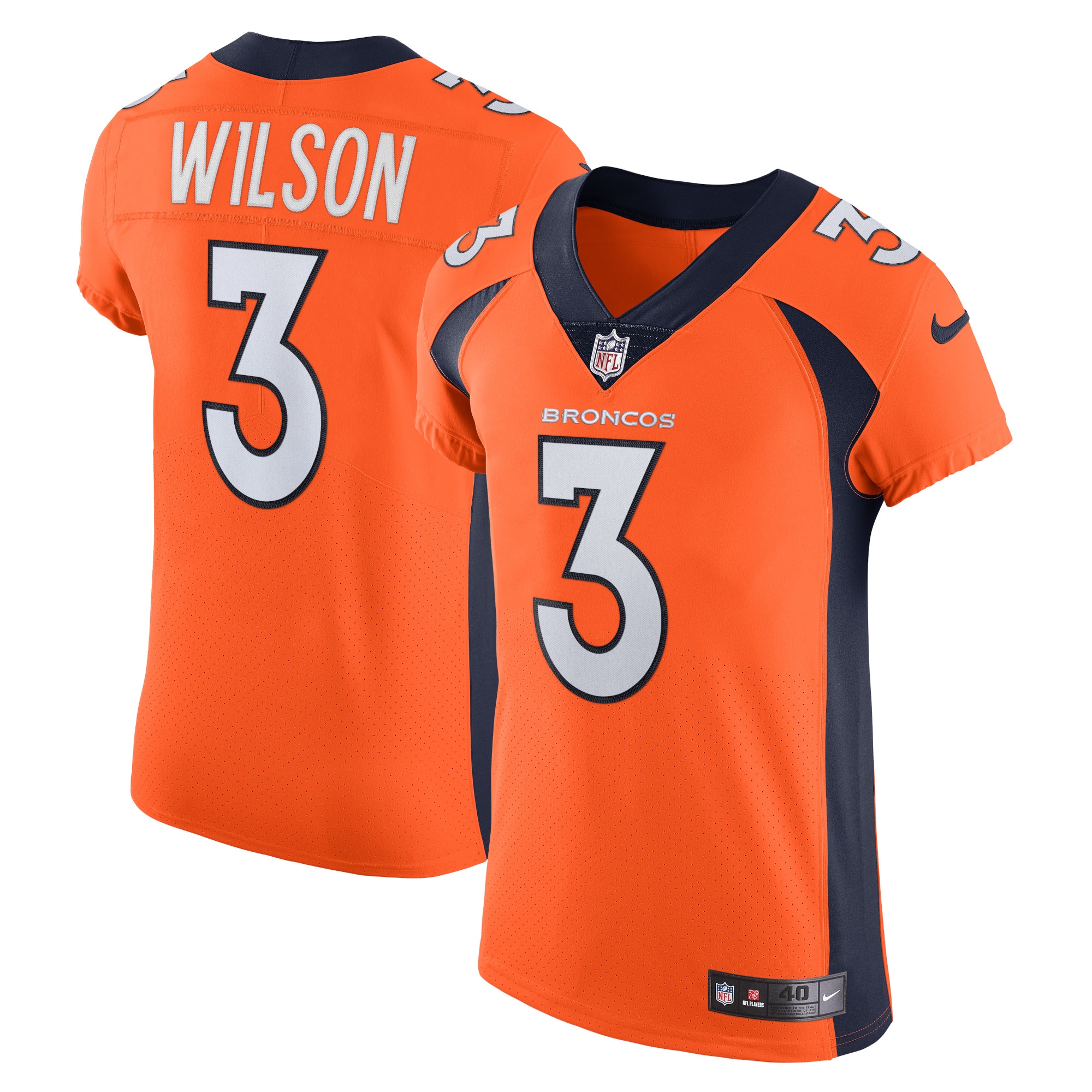 Men's Denver Broncos Russell Wilson Orange Vapor Elite Jersey JS9833 Saliibo