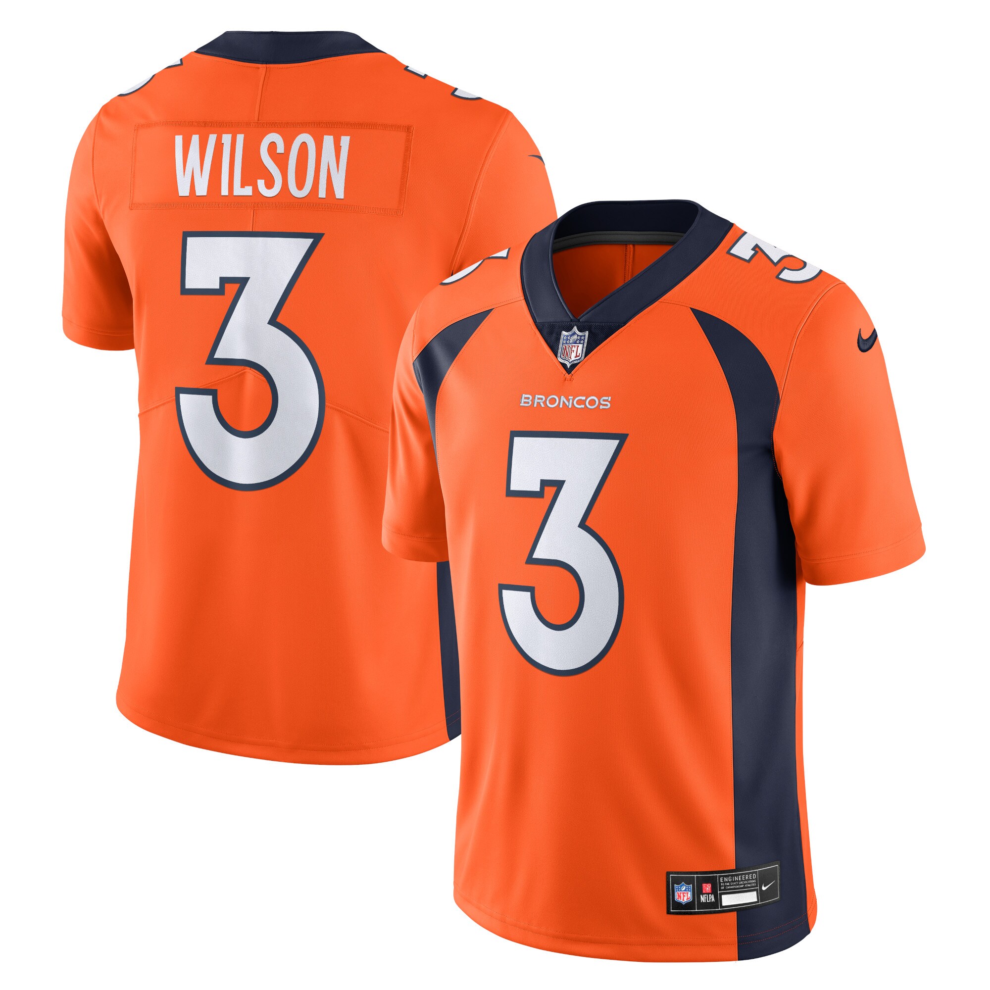 Men's Denver Broncos Russell Wilson Orange Vapor Untouchable Limited Jersey JS6456 Saliibo