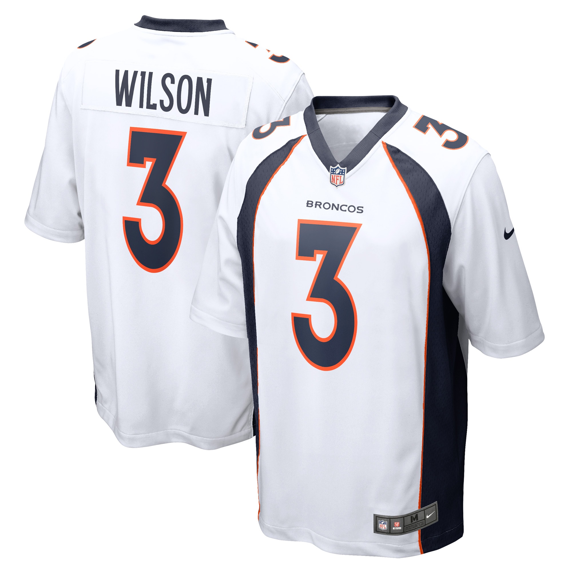 Men's Denver Broncos Russell Wilson White Game Jersey JS8622 Saliibo