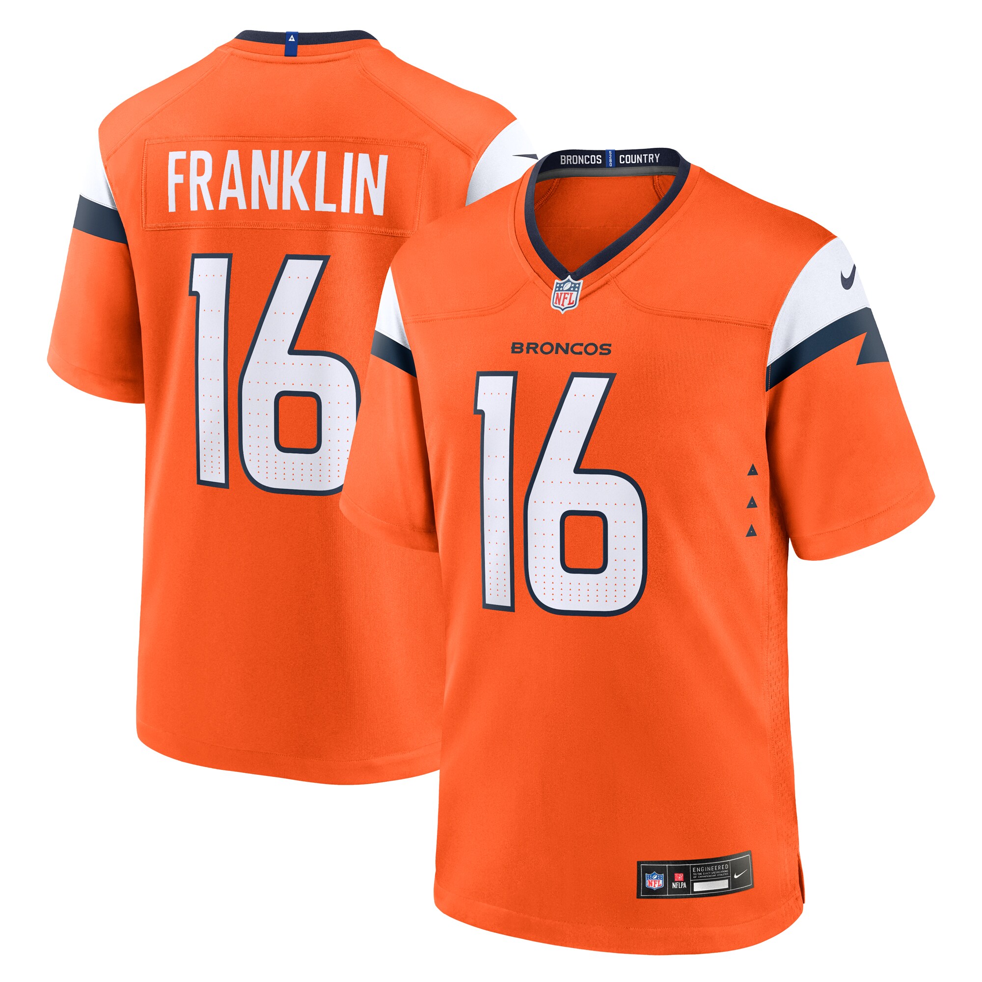 Men's Denver Broncos Troy Franklin Orange Team Game Jersey JS5273 Saliibo