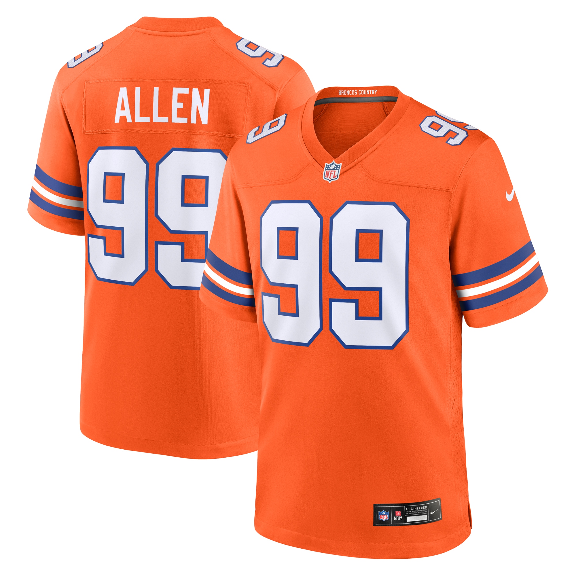 Men's Denver Broncos Zach Allen Orange Mile High Collection 1977 Throwback Player Game Jersey JS9348 Saliibo