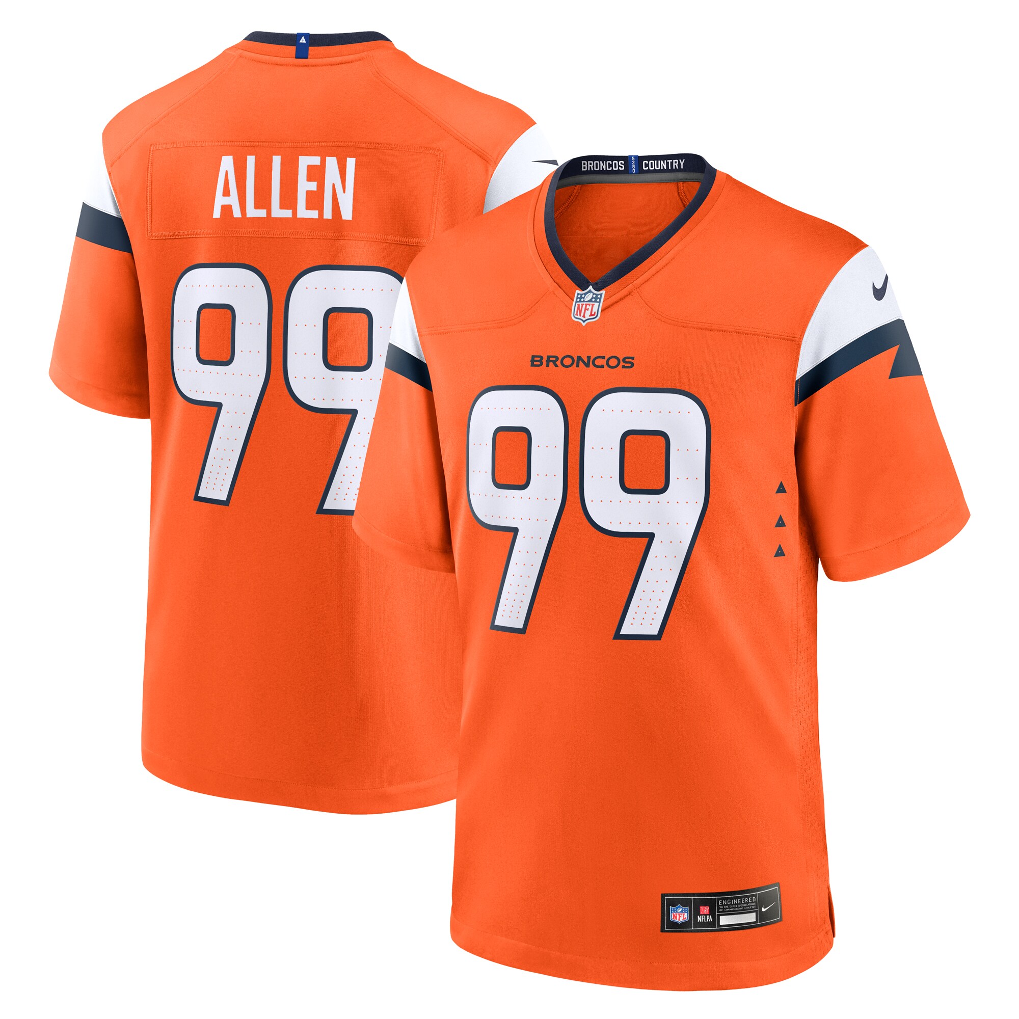 Men's Denver Broncos Zach Allen Orange Team Game Jersey JS9969 Saliibo