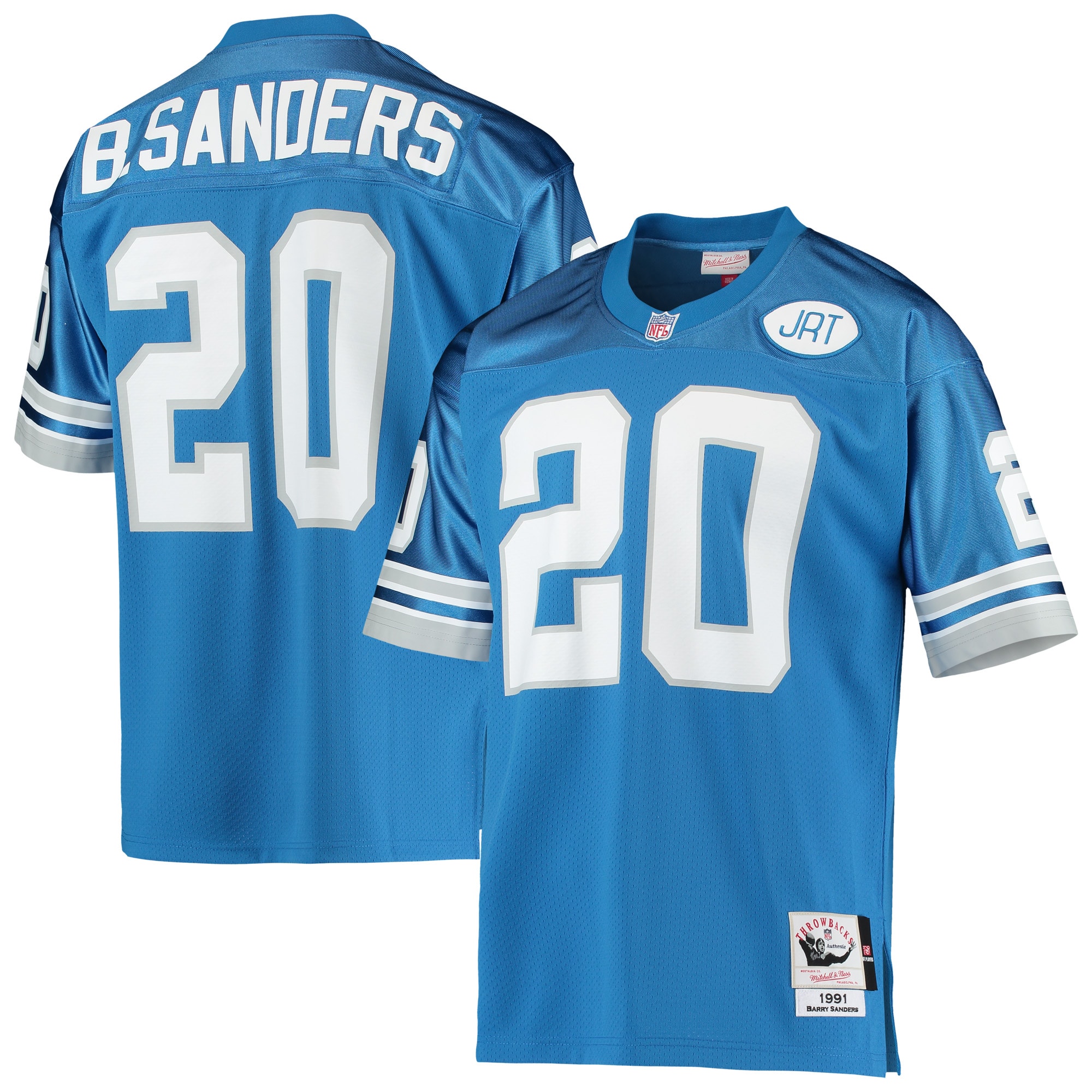Men's Detroit Lions 1991 Barry Sanders Mitchell & Ness Blue Throwback Retired Player Jersey JS1666 Saliibo