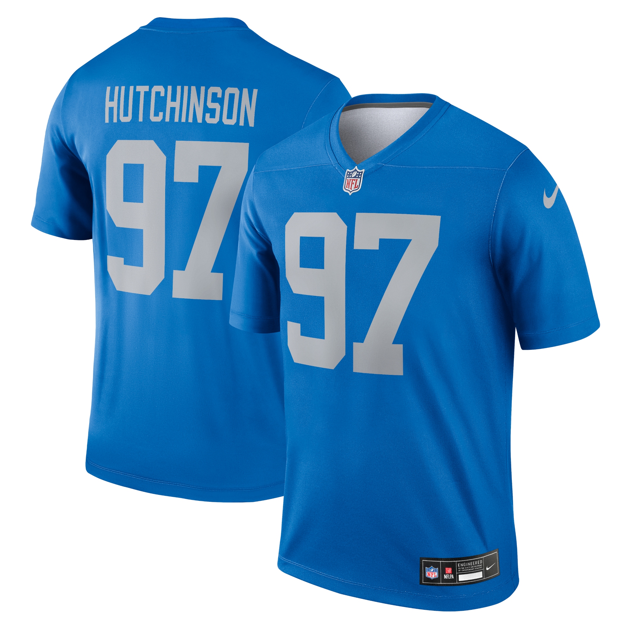Men's Detroit Lions Aidan Hutchinson Blue Alternate Legend Player Performance Top JS9050 Saliibo