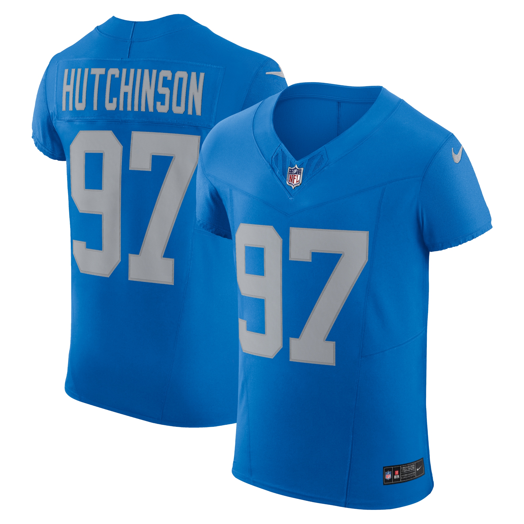 Men's Detroit Lions Aidan Hutchinson Blue Alternate Vapor F.U.S.E. Elite Jersey JS7313 Saliibo